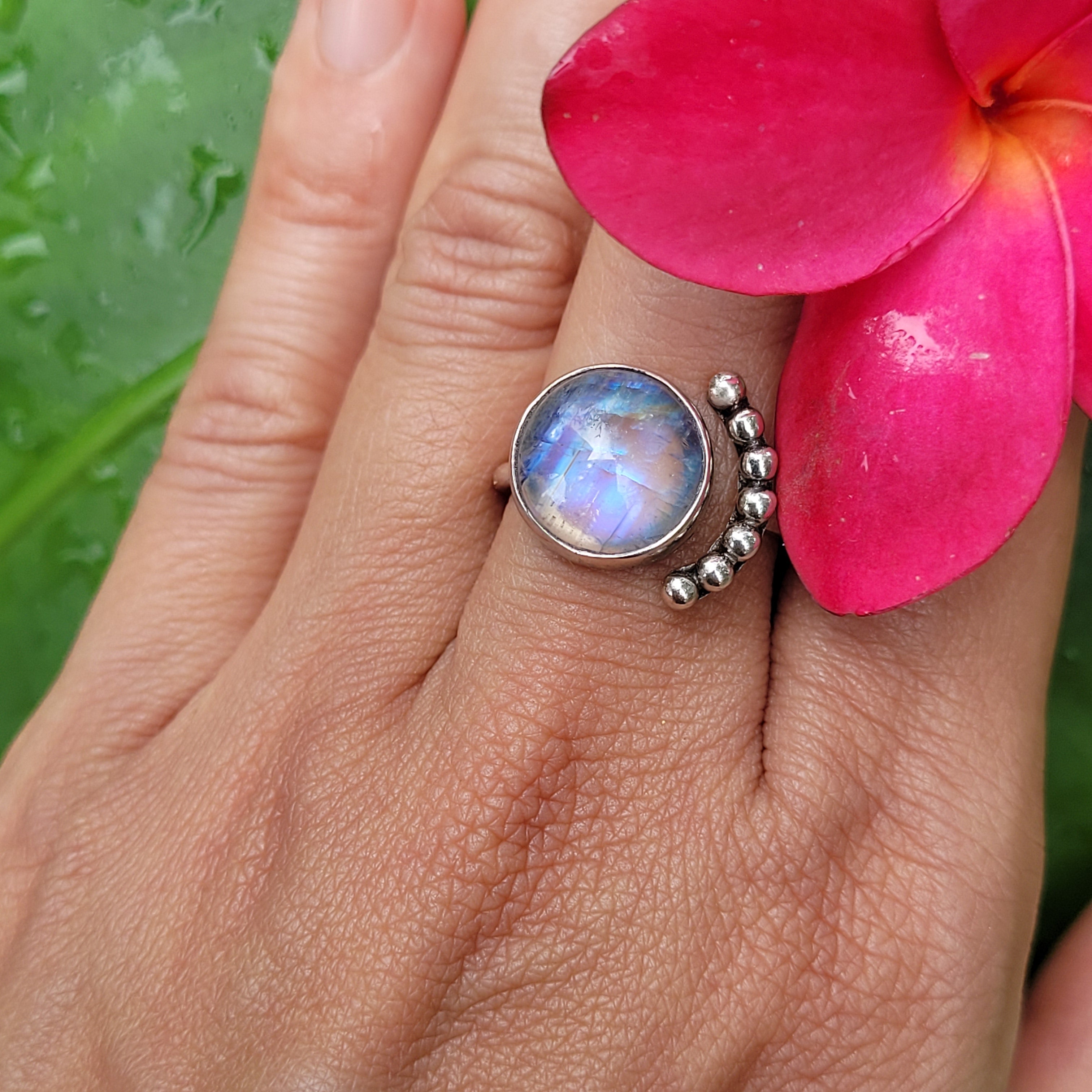Sterling Silver 925 Statement Ring Luna Moonstone MS07