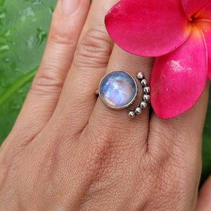 Sterling Silver 925 Statement Ring Luna Moonstone MS07