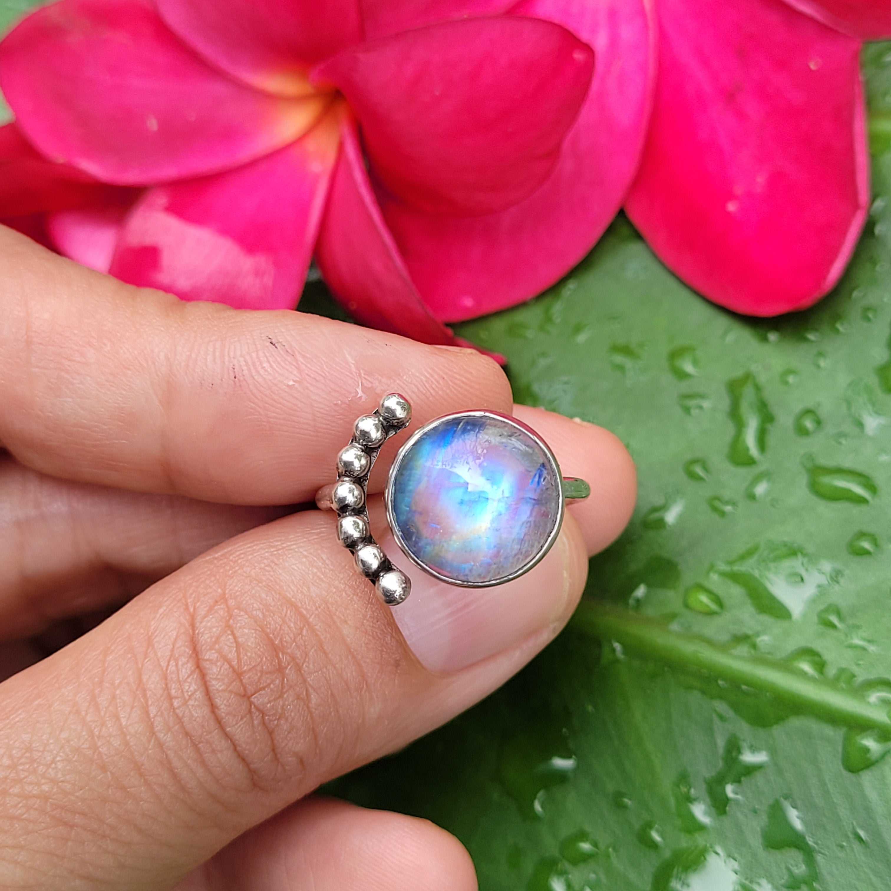 Sterling Silver 925 Statement Ring Luna Moonstone MS07