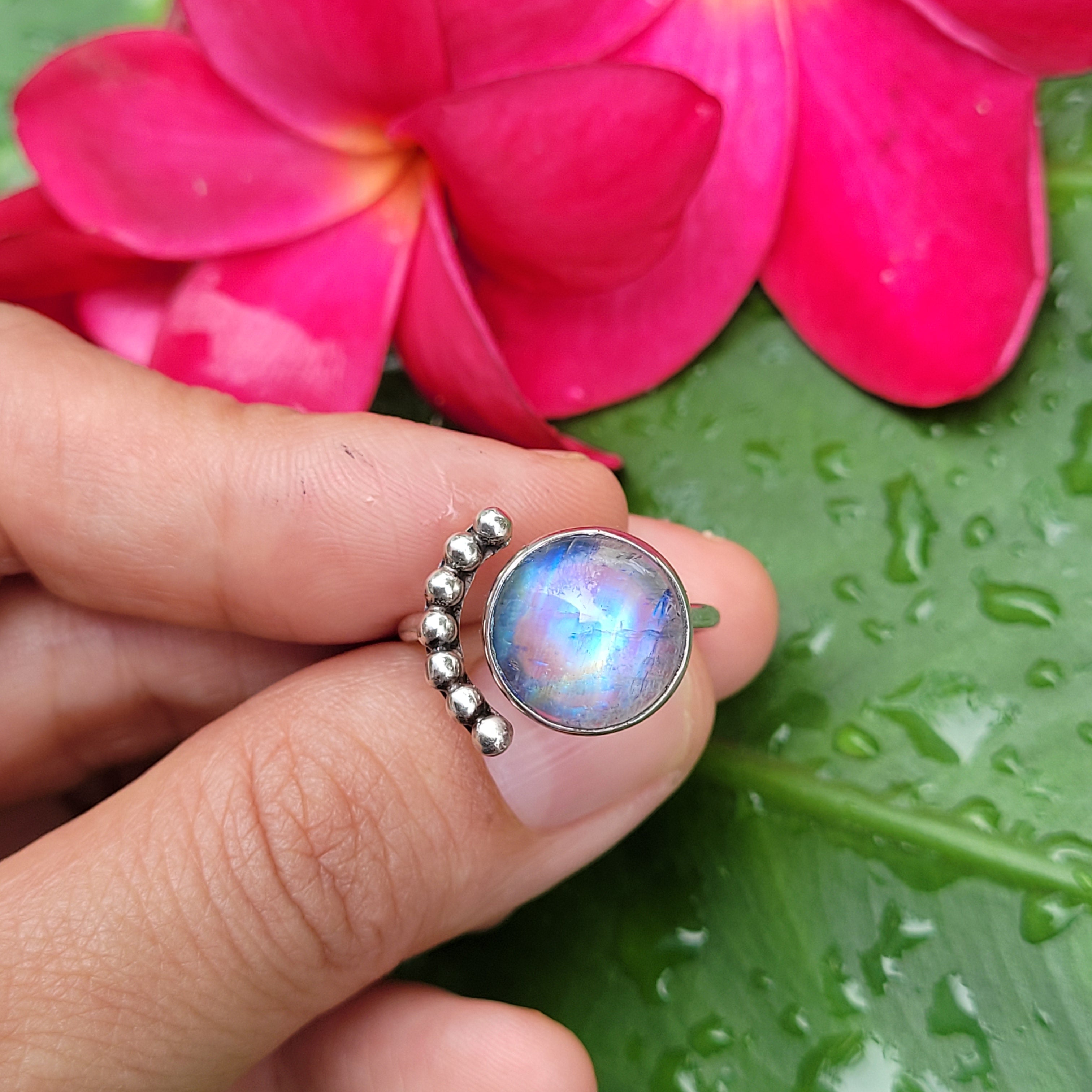 Sterling Silver 925 Statement Ring Luna Moonstone MS07