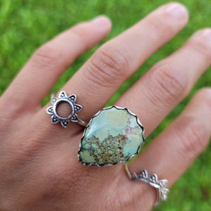 Sterling Silver Statement Ring Green/ Blue Turquoise TUR09