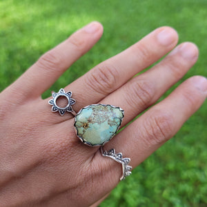 Sterling Silver Statement Ring Green/ Blue Turquoise TUR09