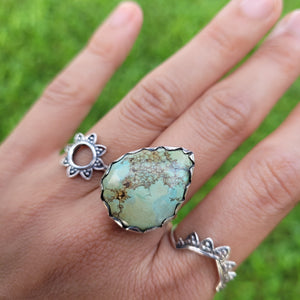 Sterling Silver Statement Ring Green/ Blue Turquoise TUR09