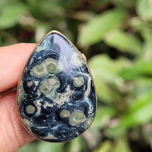 Brass Statement Ring Kambaba Jasper KAM03/Green Stromatolite Jasper/ Crocodile Jasper