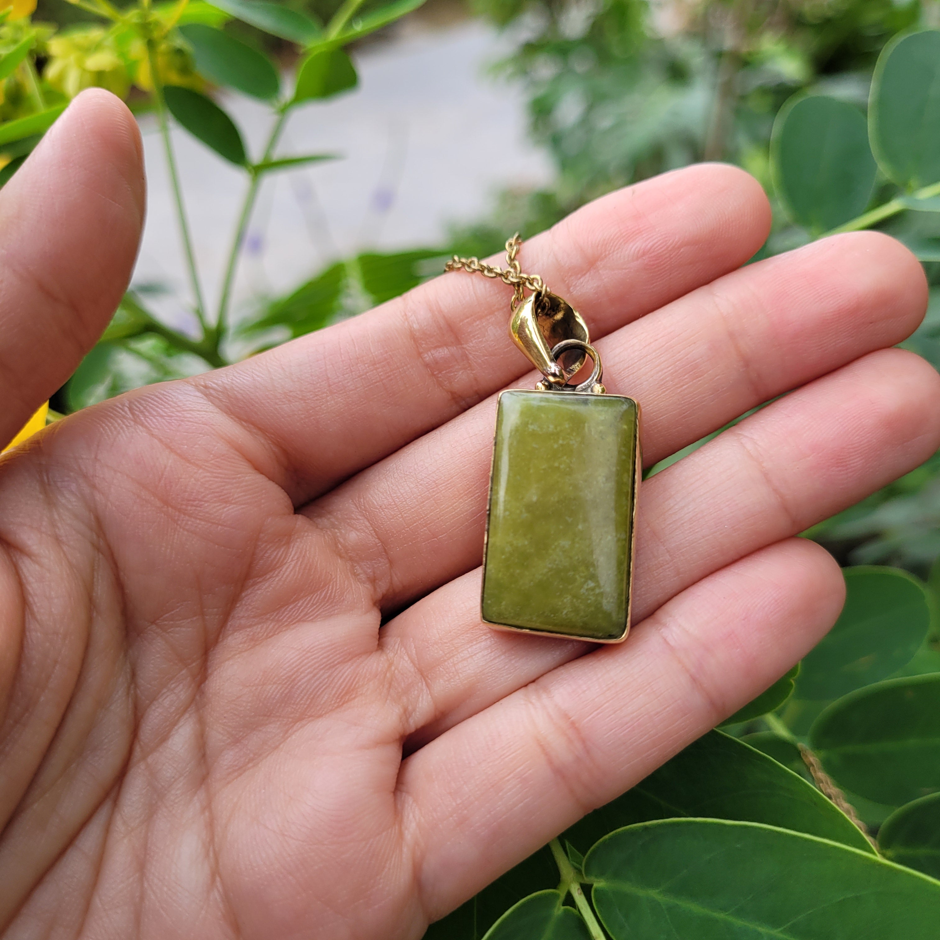 Brass Statement Pendant Serpentine