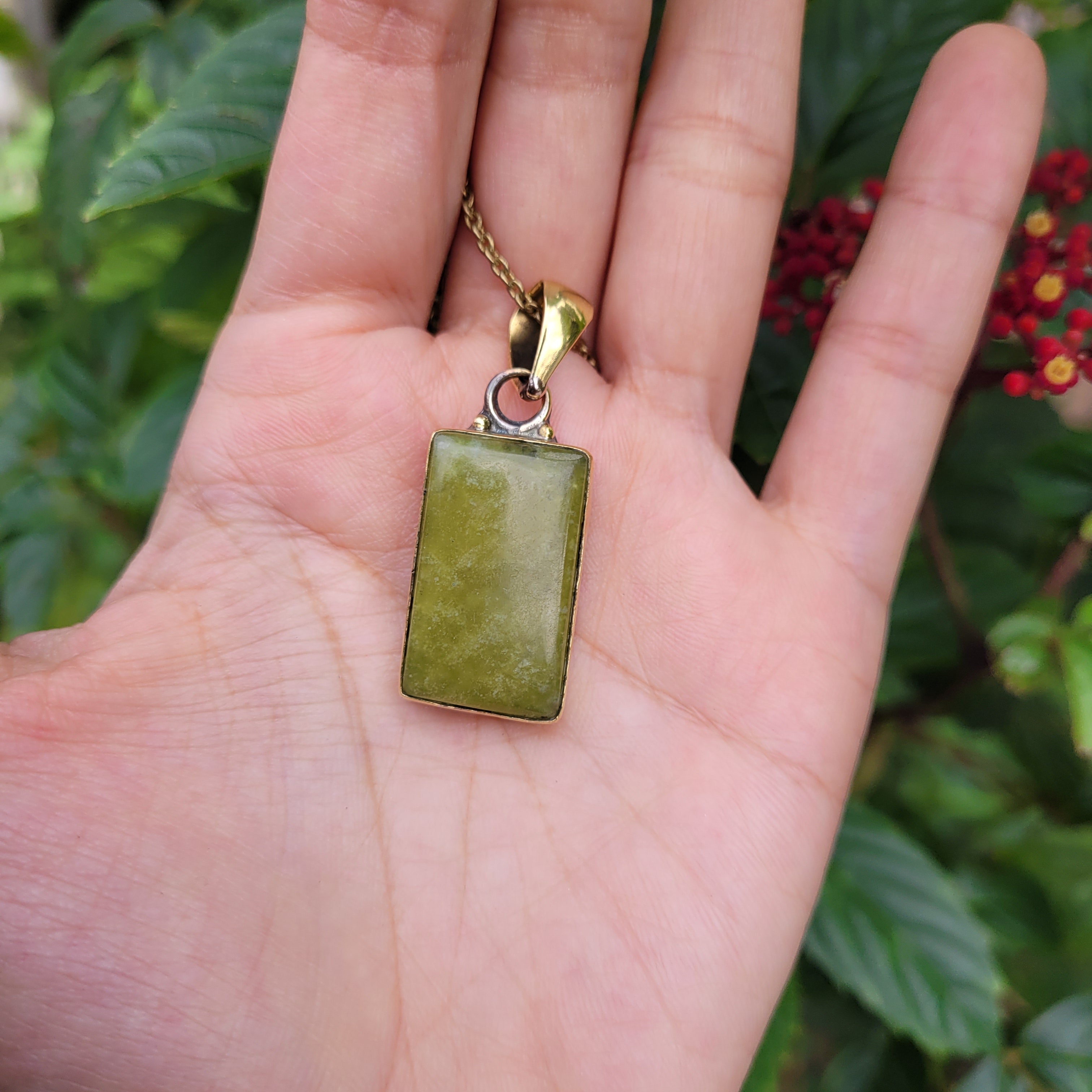 Brass Statement Pendant Serpentine