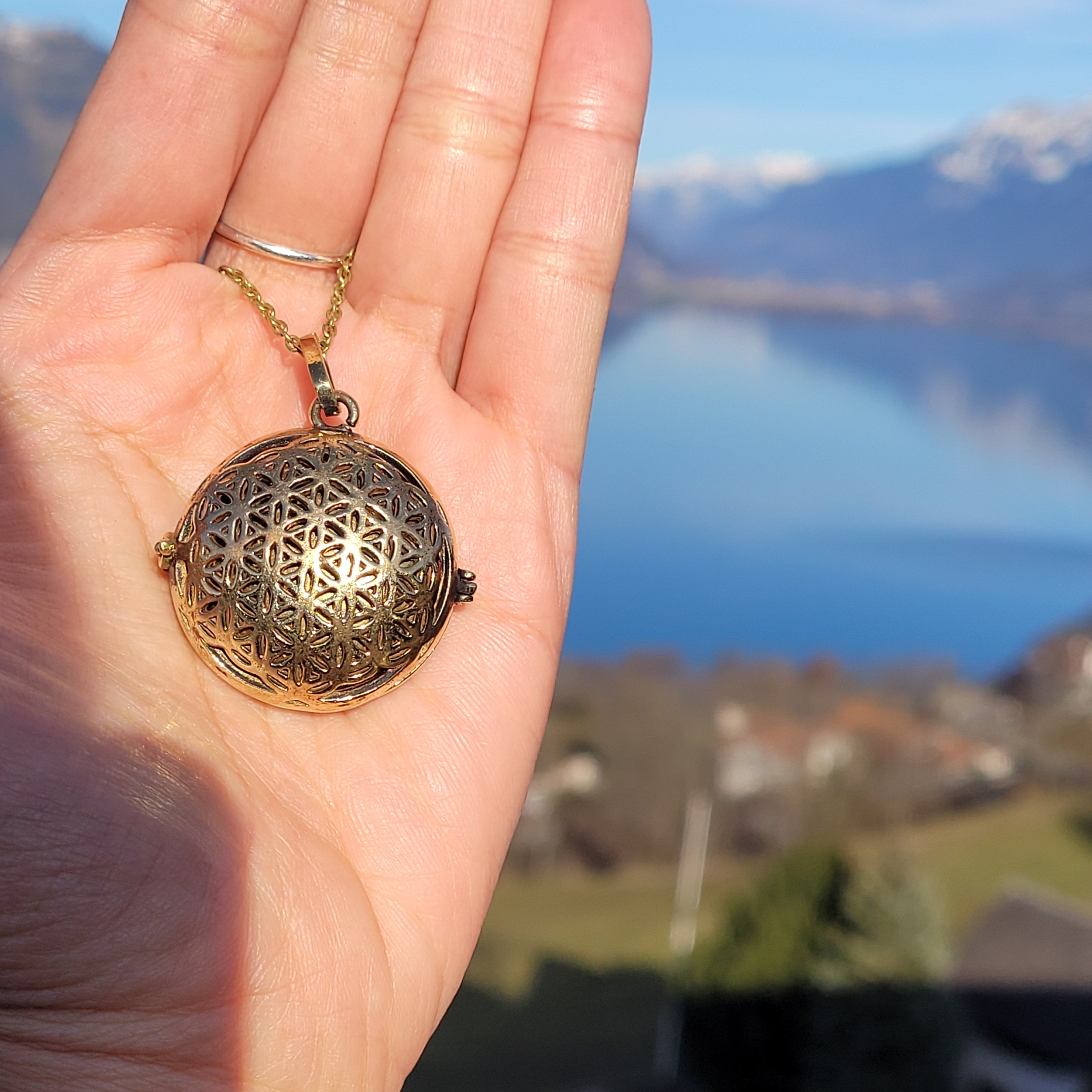 Harmony Ball Pendant Diffuser Flower of Life Vesica