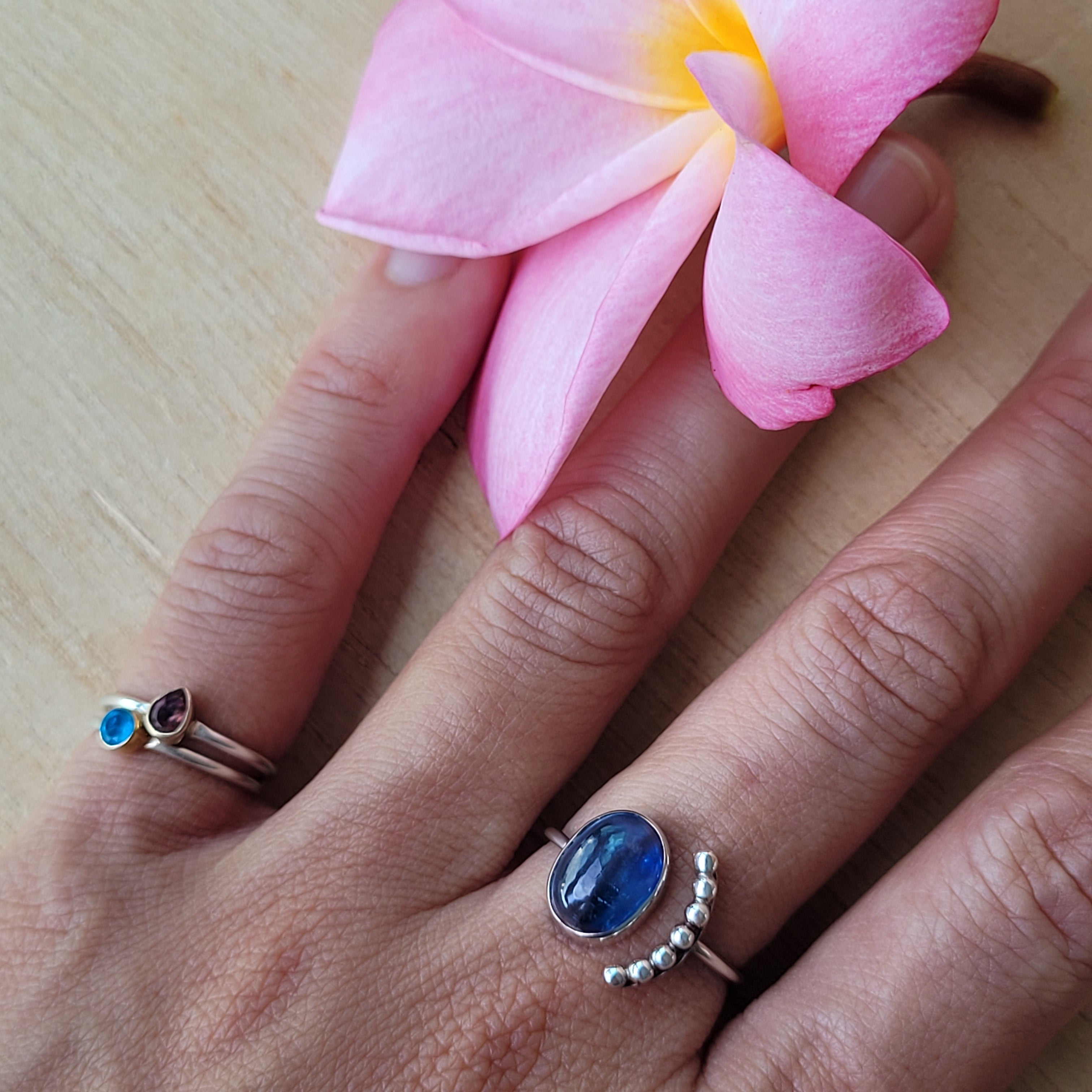 Kyanite Sterling Silver Luna Ring Adjustable