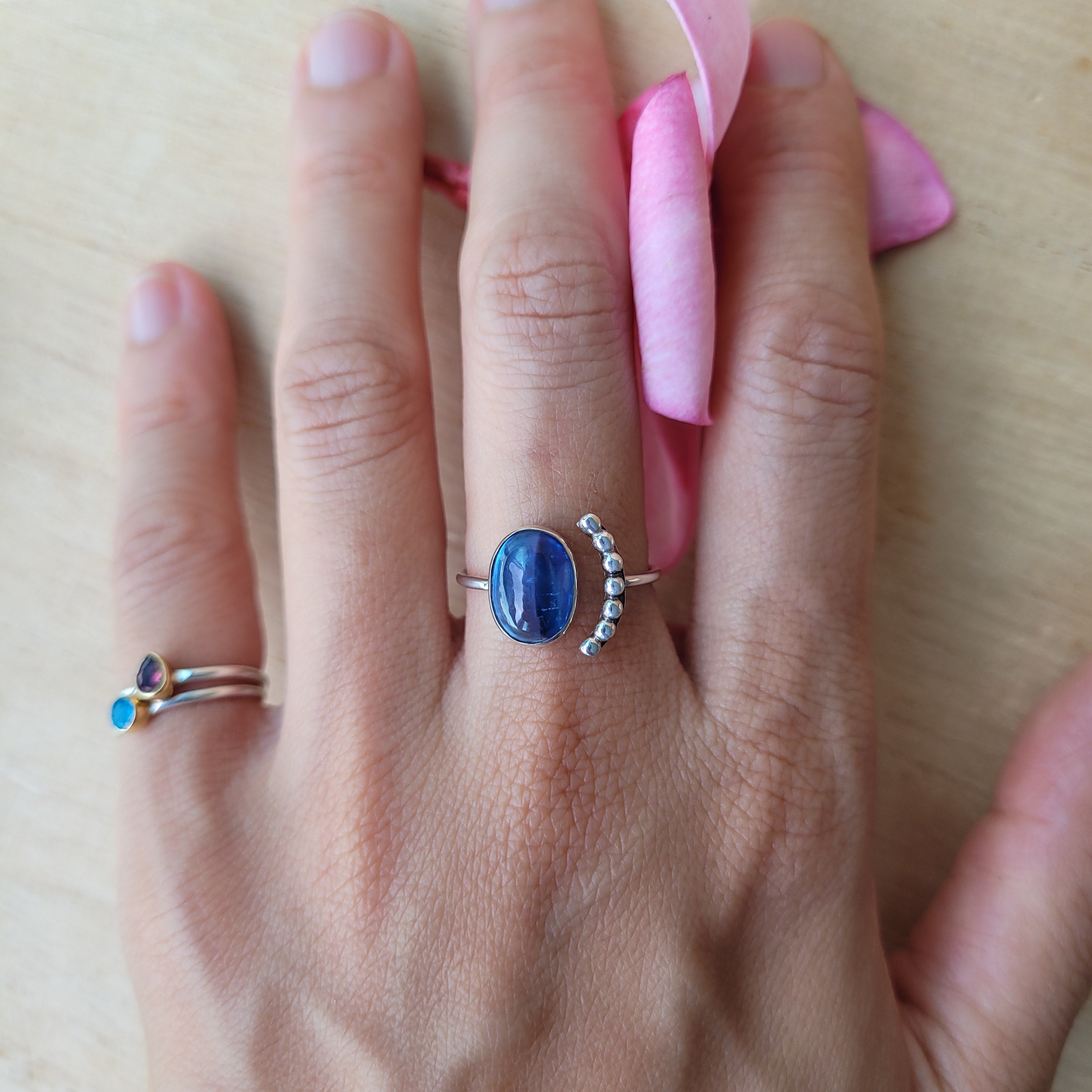 Kyanite Sterling Silver Luna Ring Adjustable