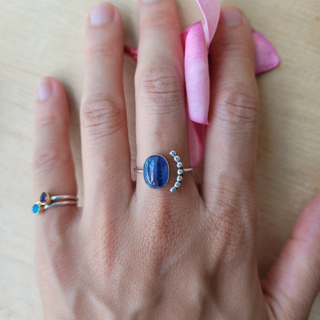Kyanite Sterling Silver Luna Ring Adjustable