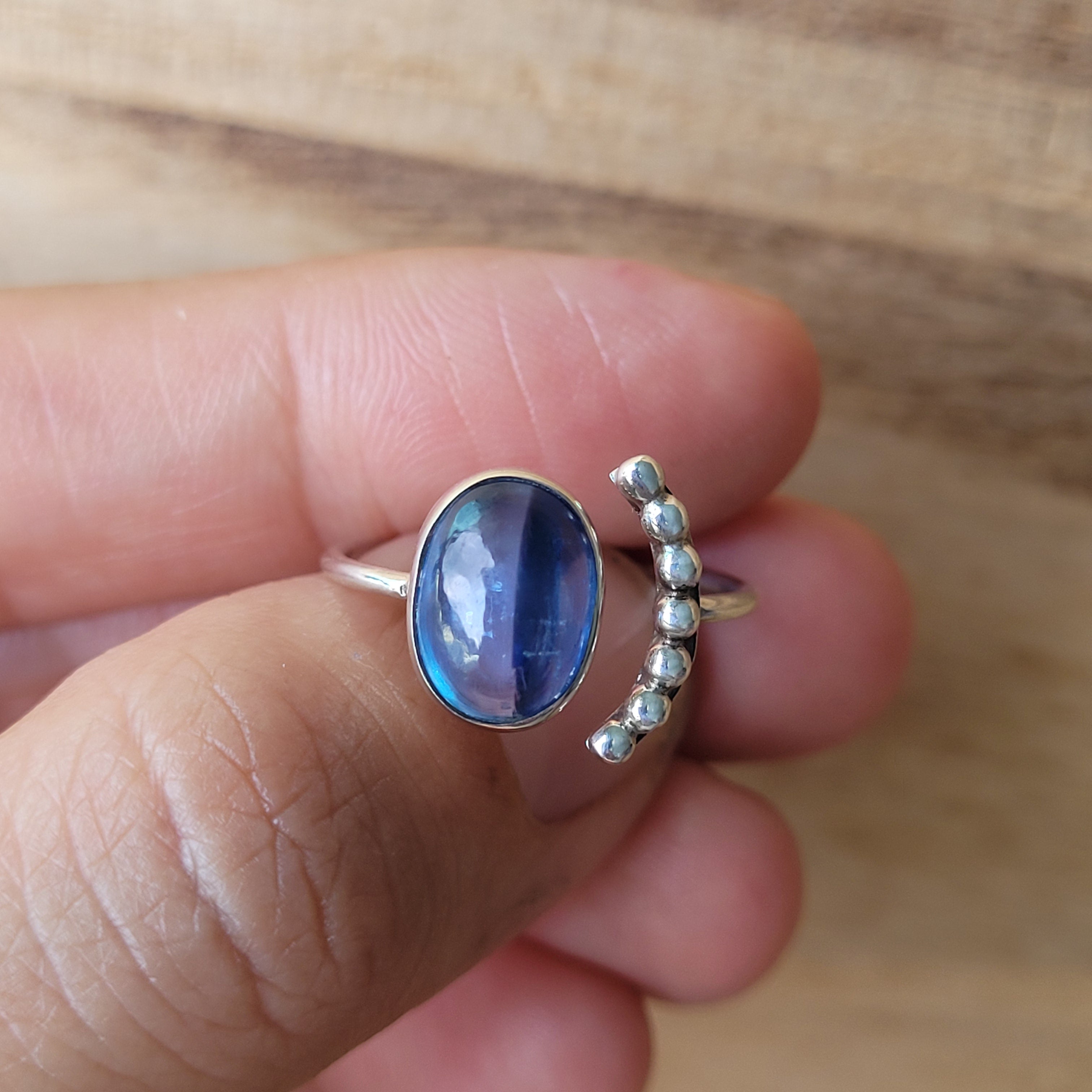 Sterling Silver 925 Luna Ring Kyanite 01 US6-US7
