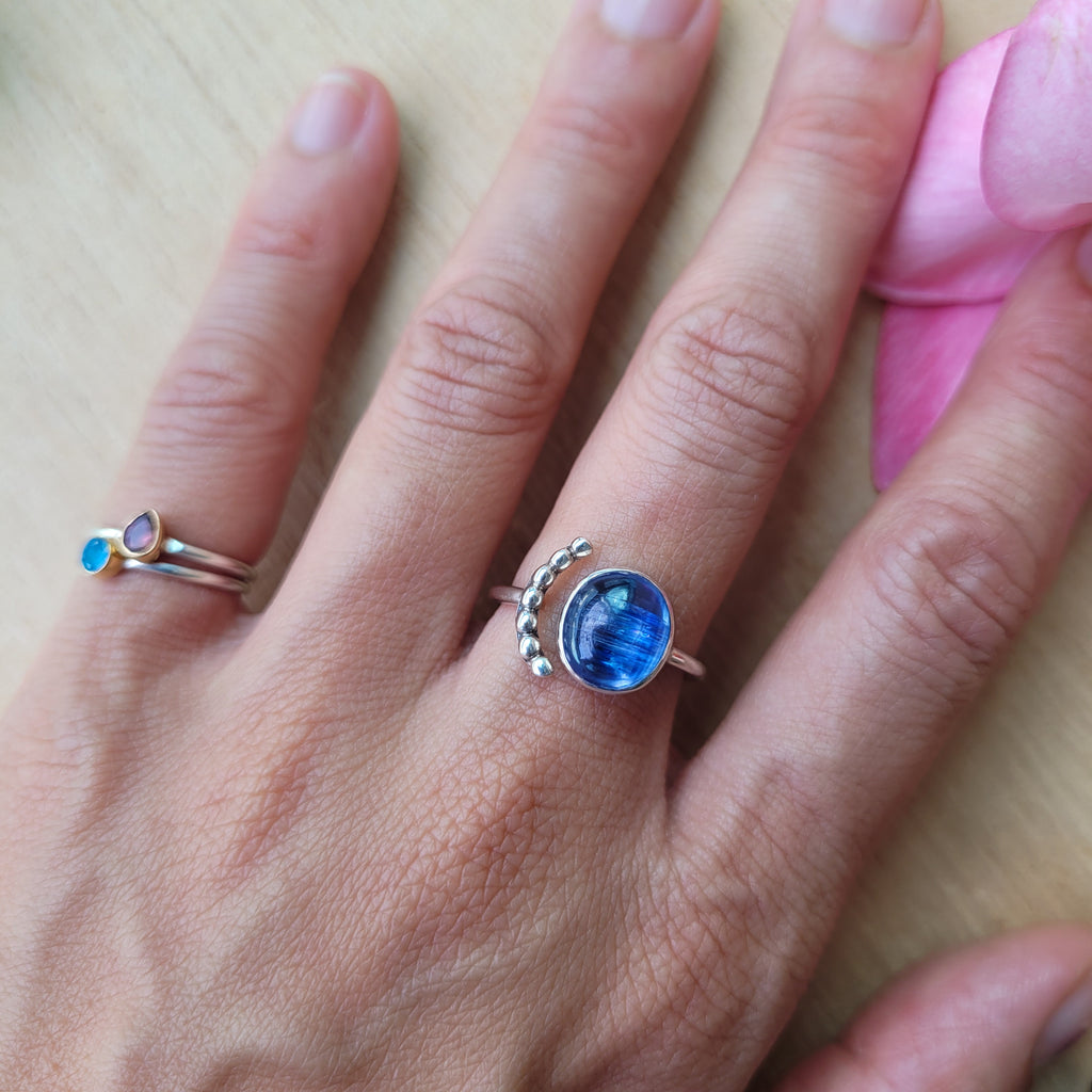 Kyanite Sterling Silver Luna Ring Adjustable