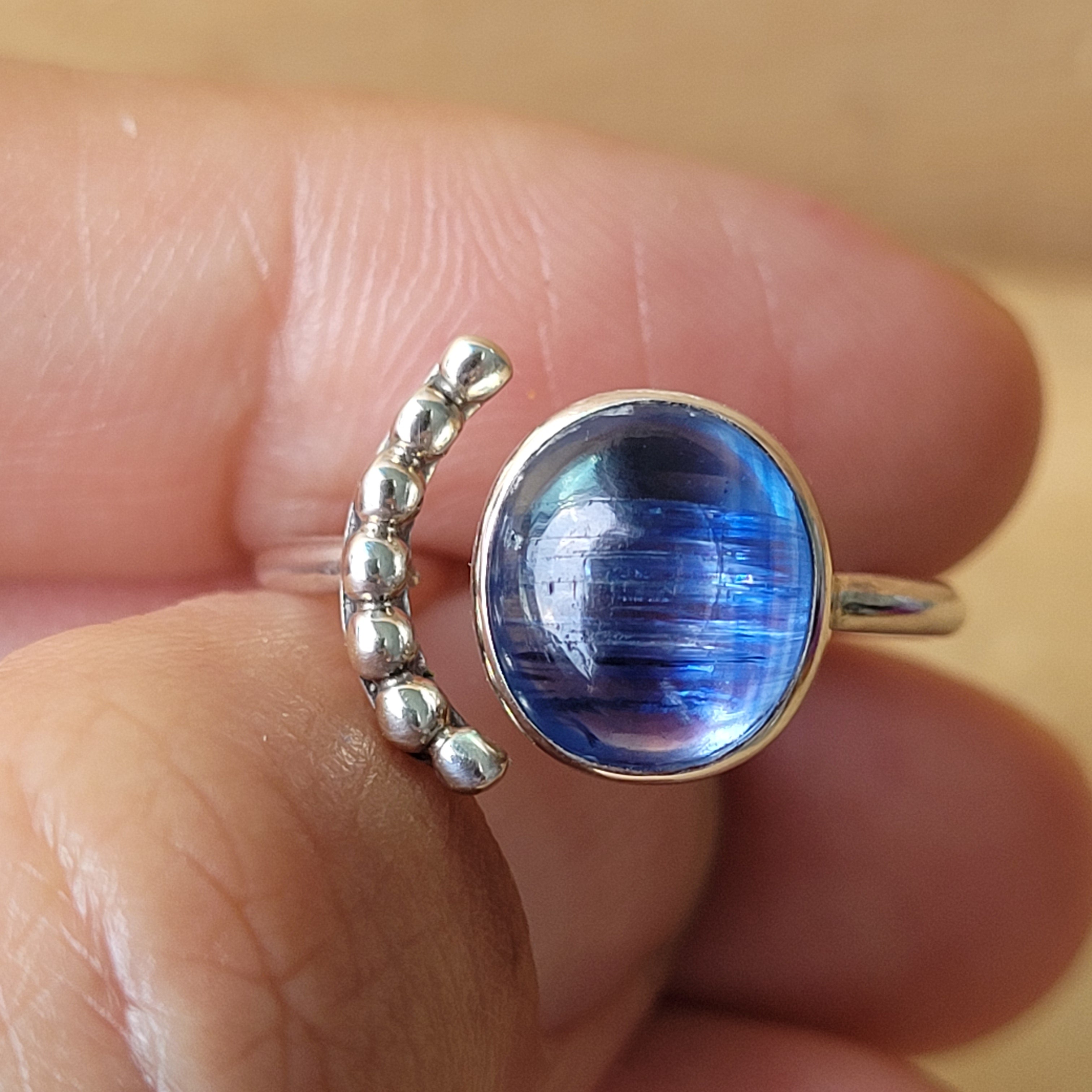 Sterling Silver 925 Luna Ring Kyanite 02 US6-US7