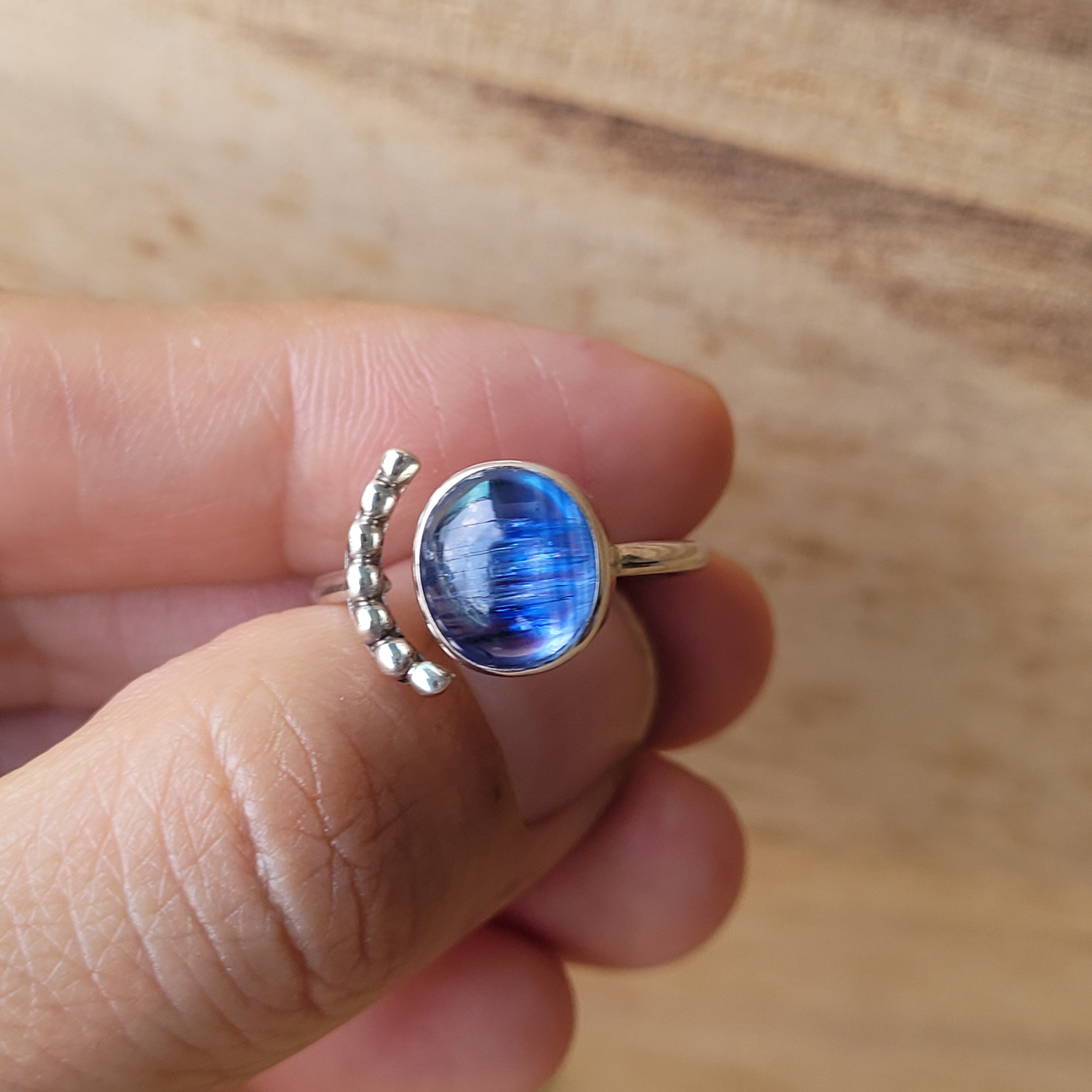 Kyanite Sterling Silver Luna Ring Adjustable