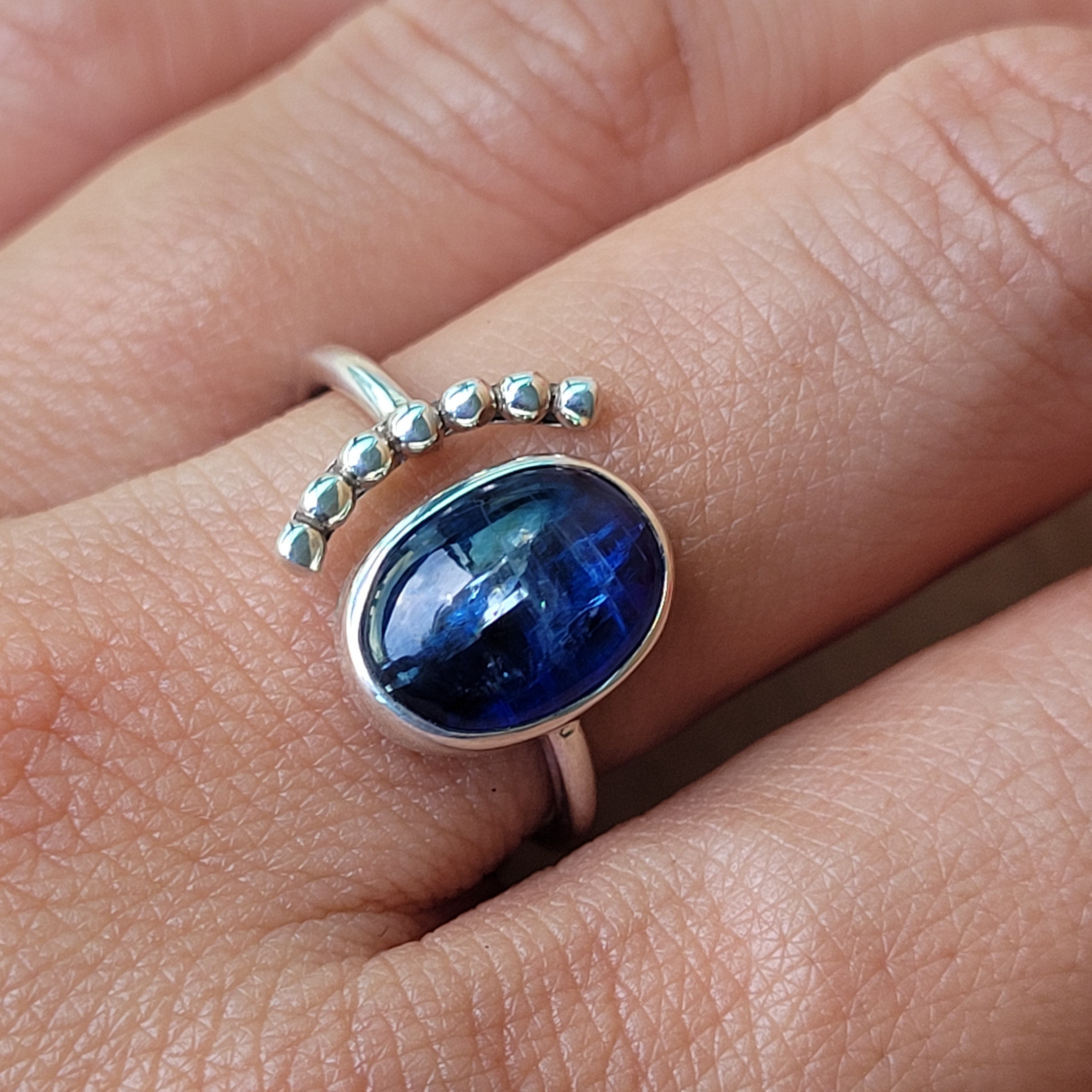 Sterling Silver 925 Luna Ring Kyanite 04 US7-US8
