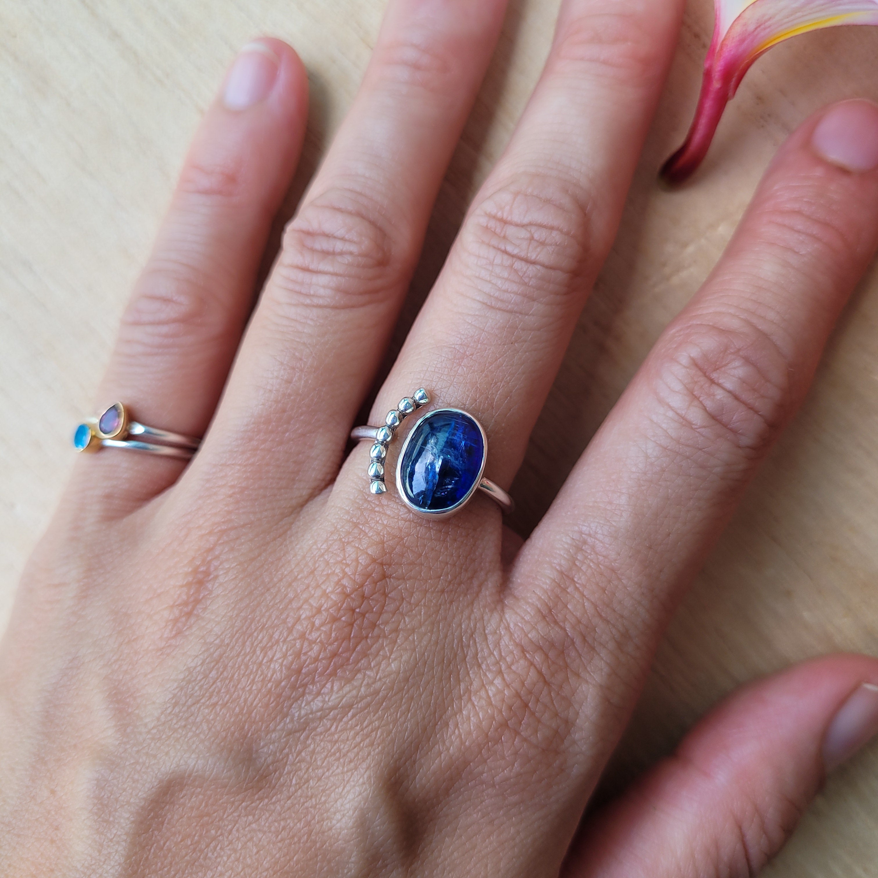 Sterling Silver 925 Luna Ring Kyanite 04 US7-US8