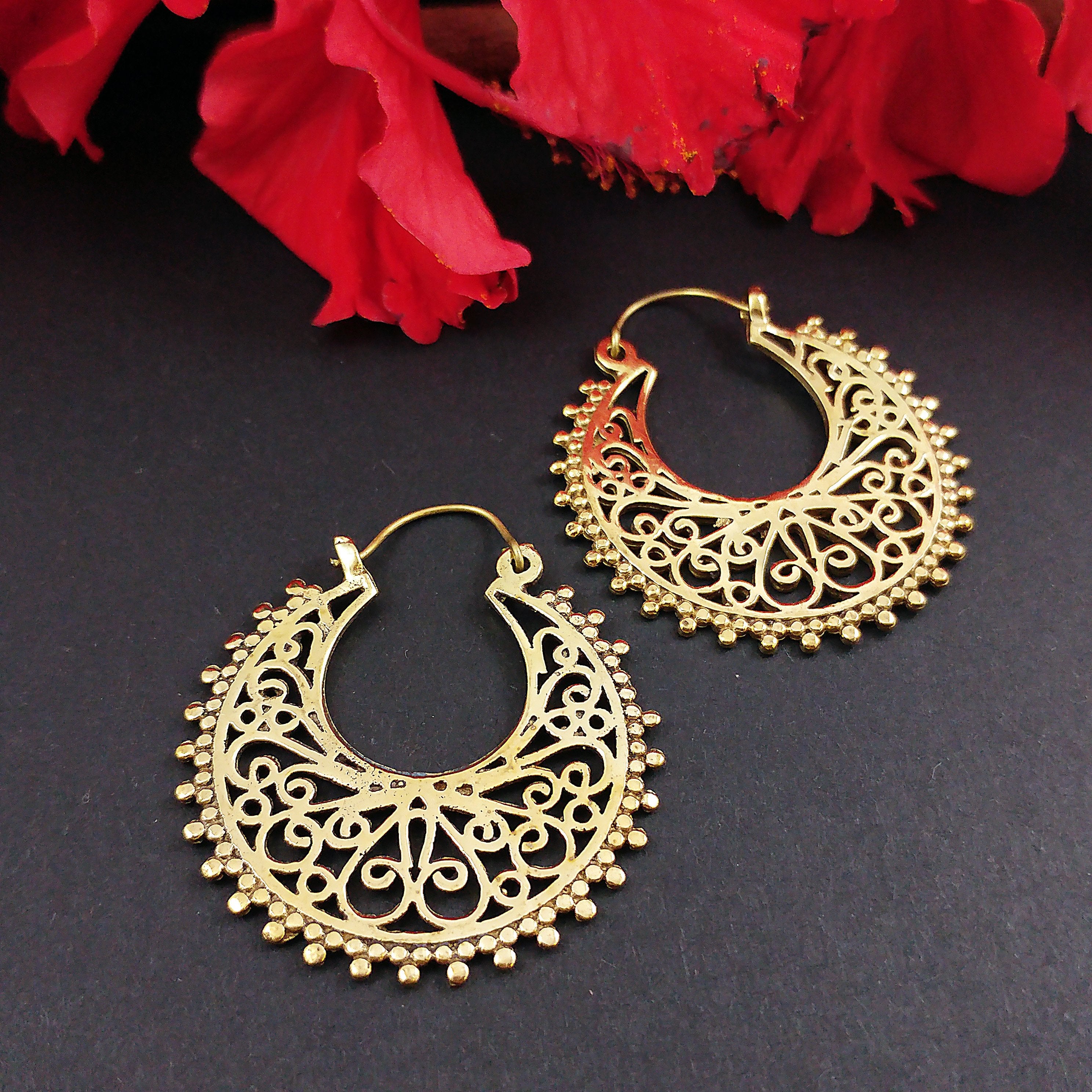 Premium Brass Hoop Earrings Wau