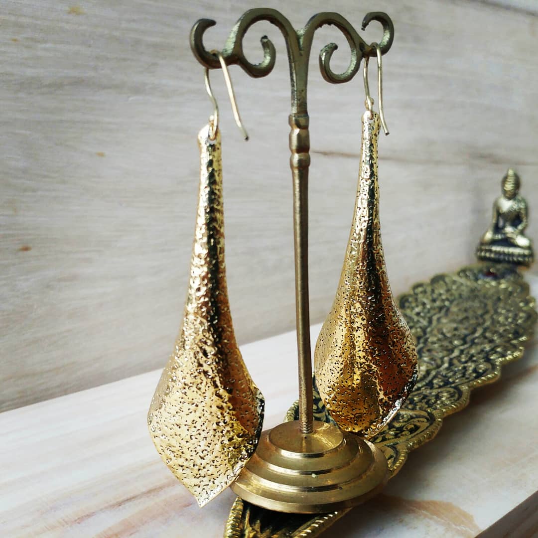Premium Brass Drop Earrings Ila (Leaves)