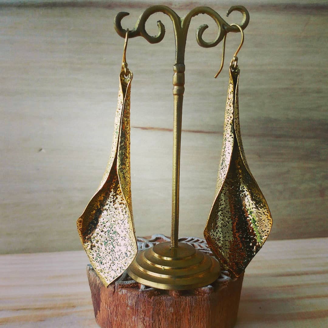 Premium Brass Drop Earrings Ila (Leaves)