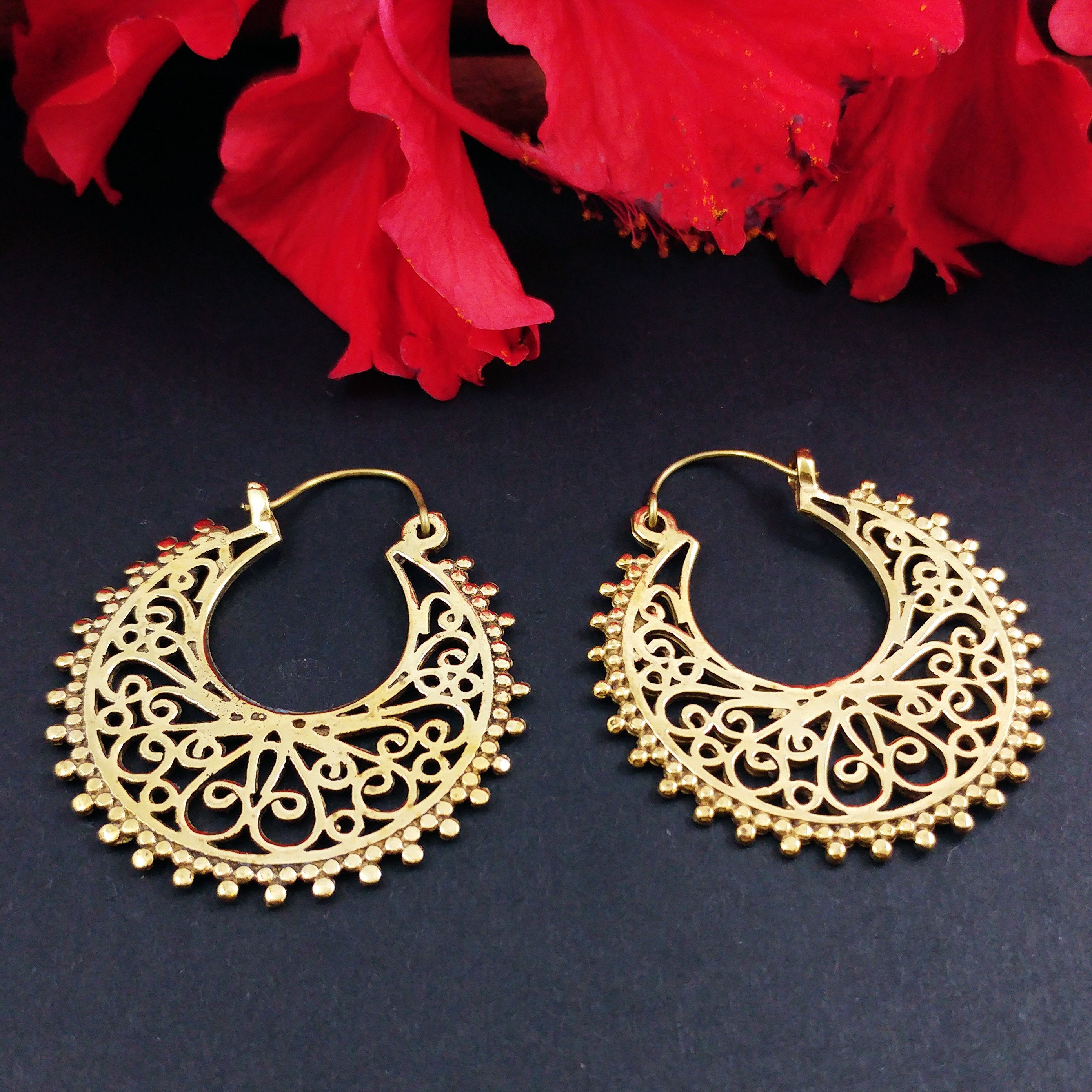 Premium Brass Hoop Earrings Wau