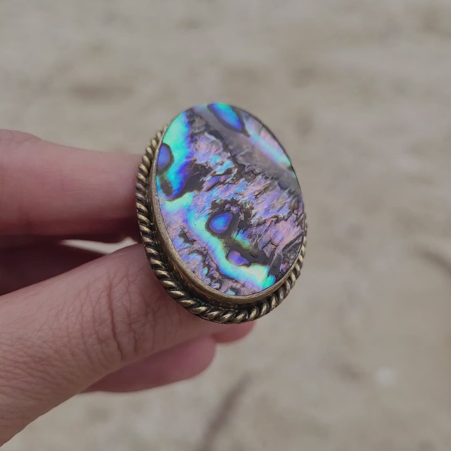 Brass Statement Ring Abalone Shell ABL03