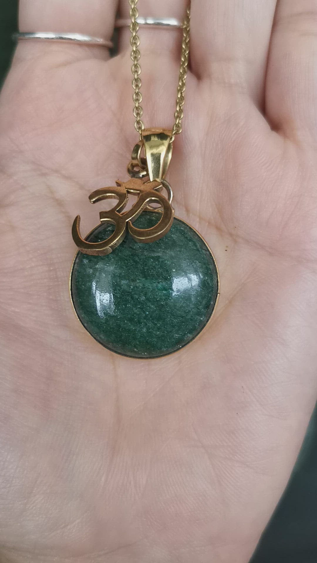 Premium Brass Statement Pendant Green Aventurine