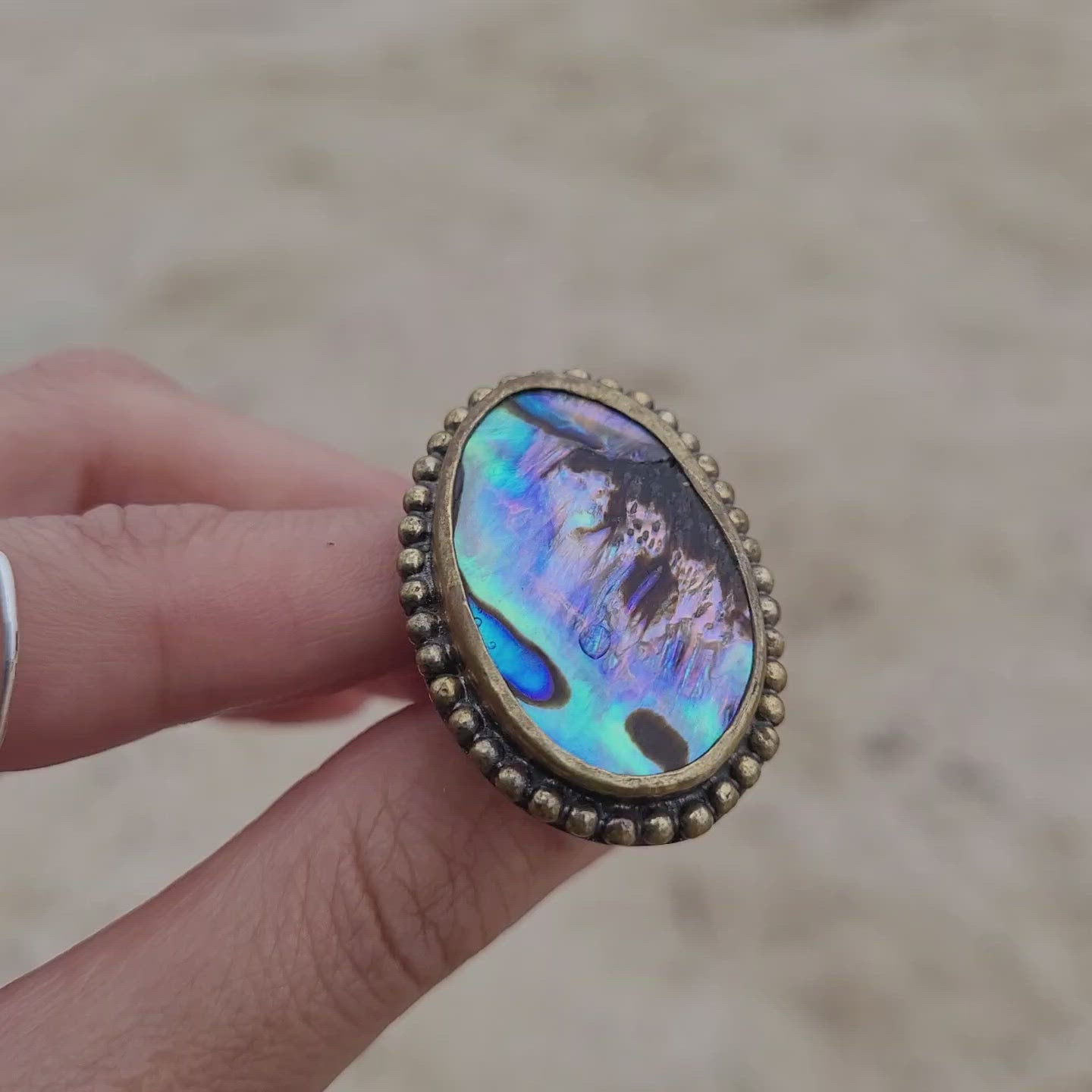 Brass Statement Ring Abalone Shell ABL02