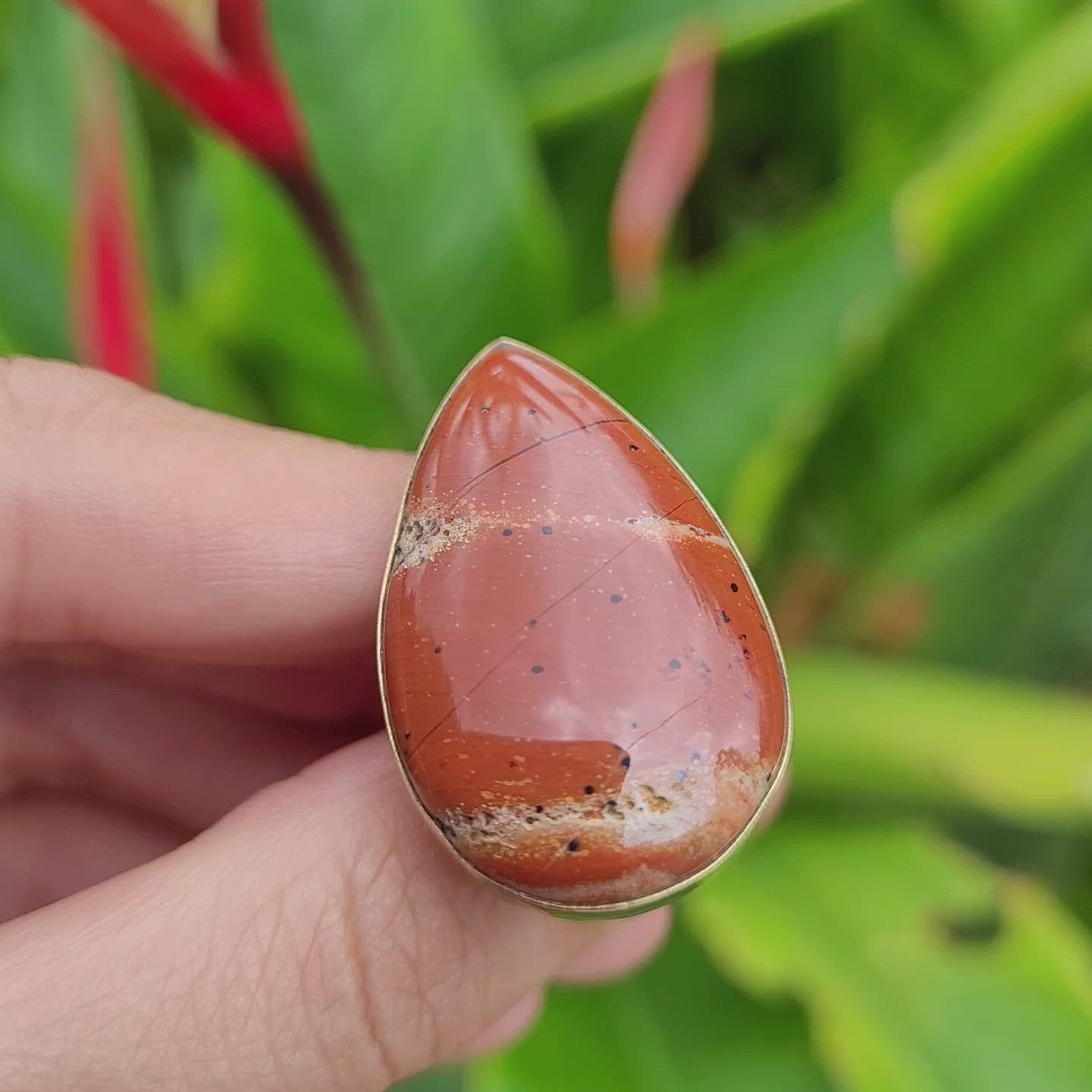 Brass Statement Ring Mookaite Red Jasper JAS01