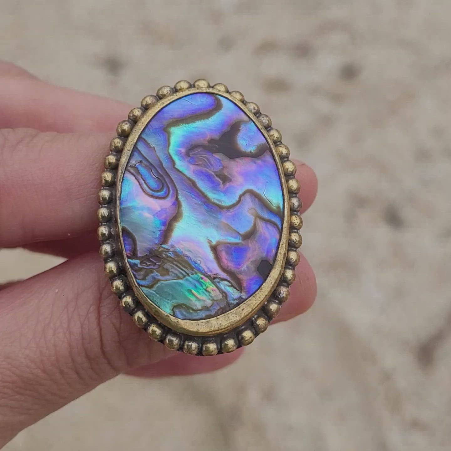 Brass Statement Ring Abalone Shell ABL01