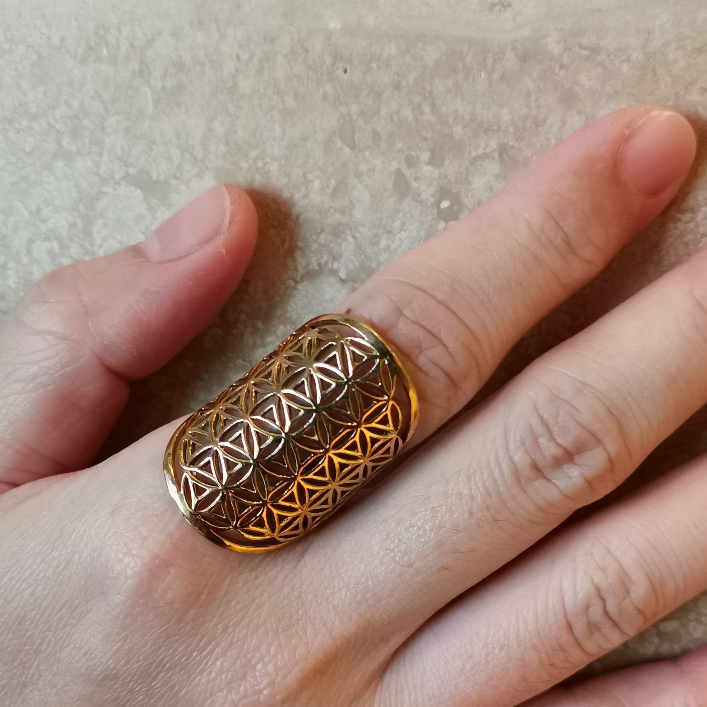 Premium Brass Ring Flower of Life