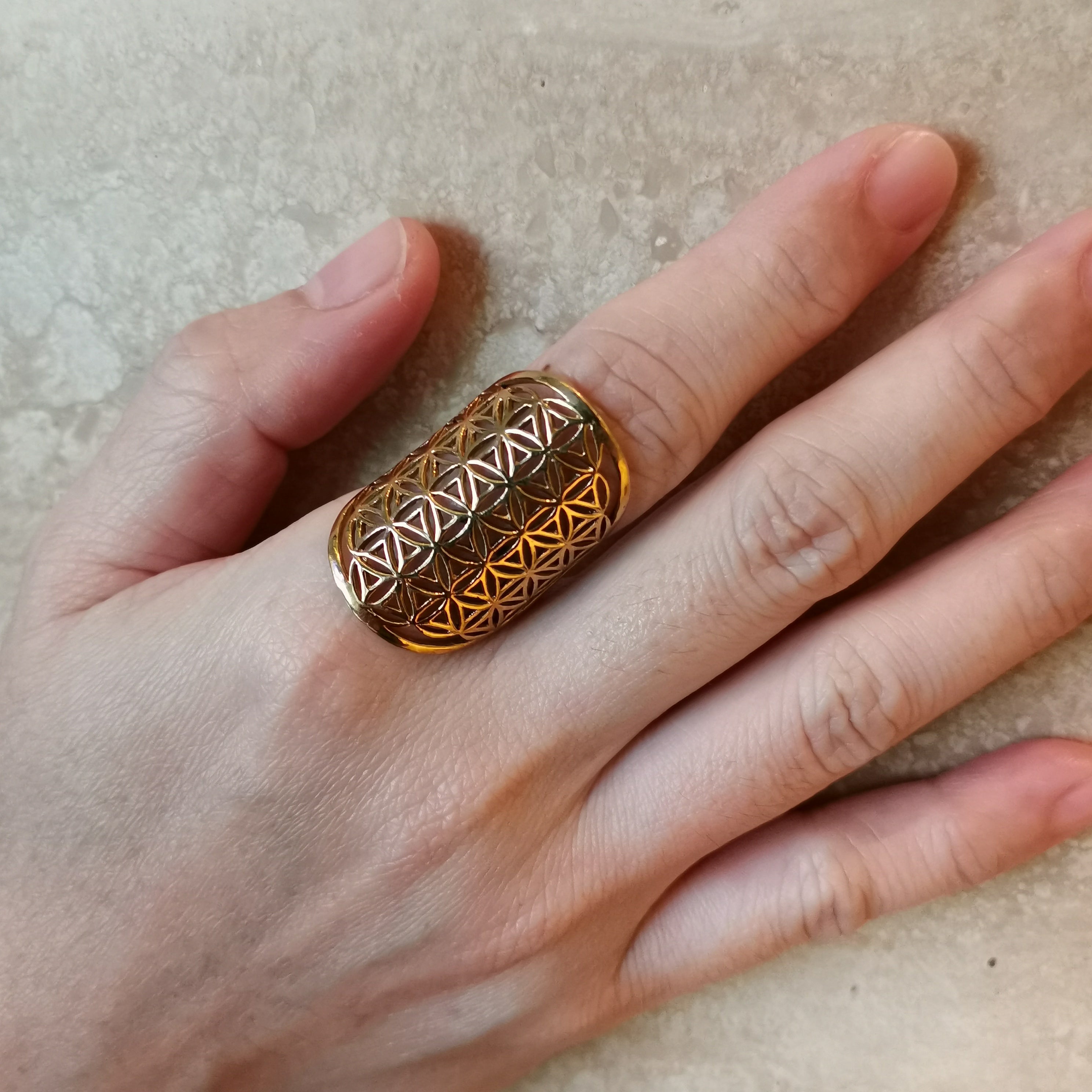 Premium Brass Ring Flower of Life