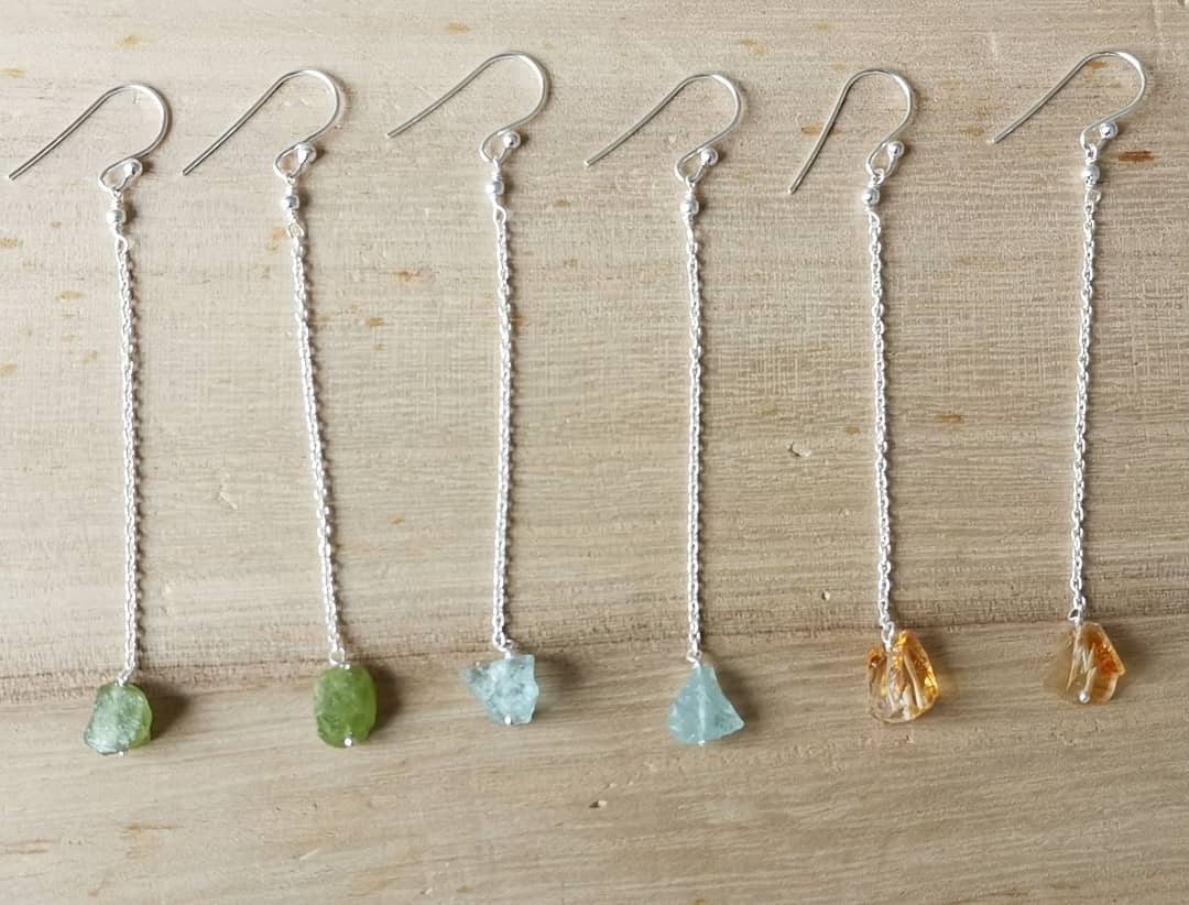 Sterling Silver 925 Raw Crystals Earrings