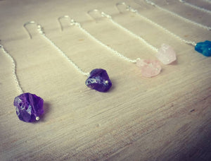 Sterling Silver 925 Raw Crystals Earrings