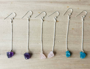 Sterling Silver 925 Raw Crystals Earrings
