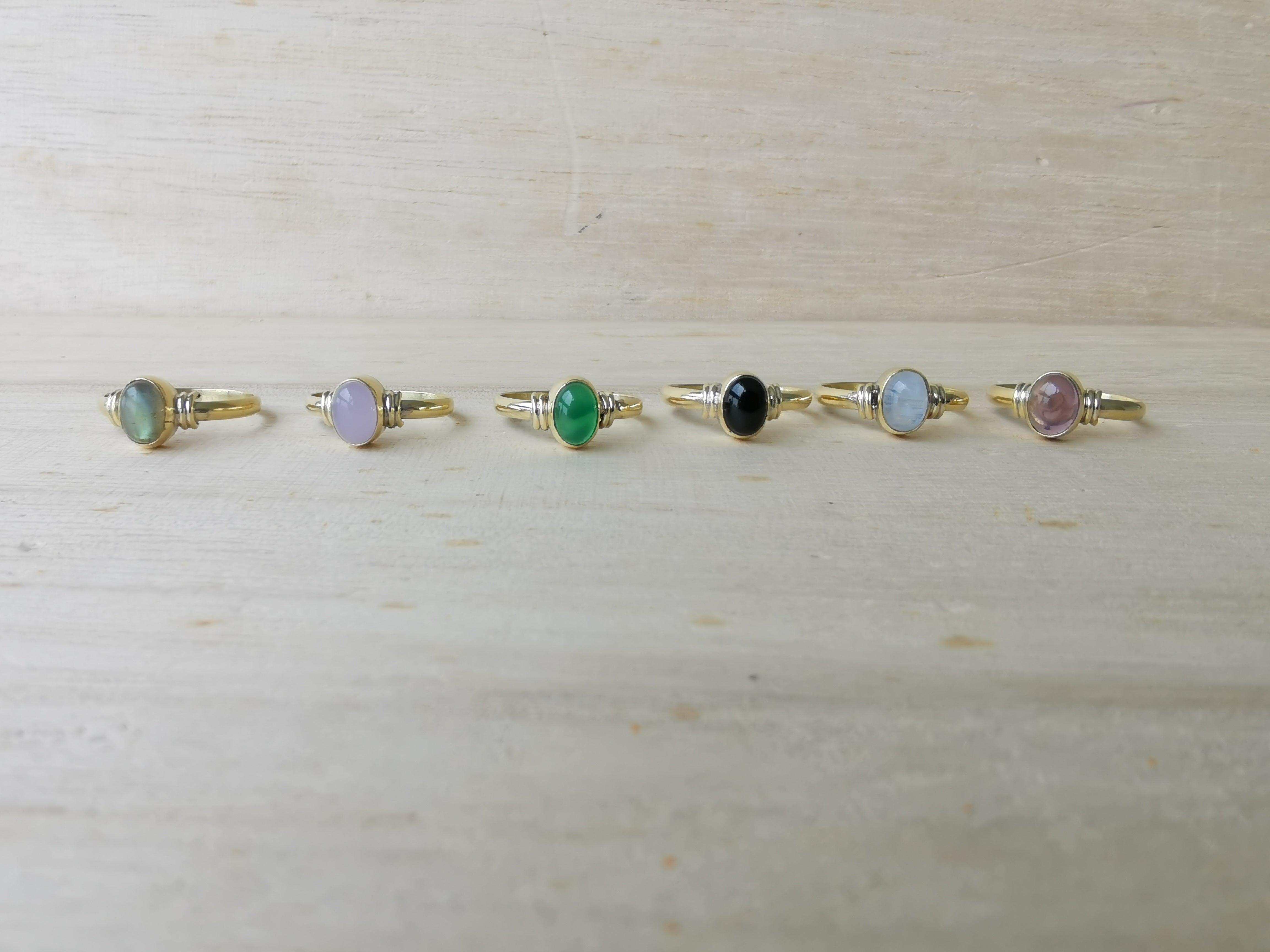 Premium Brass Rings Delicada Rose Quartz