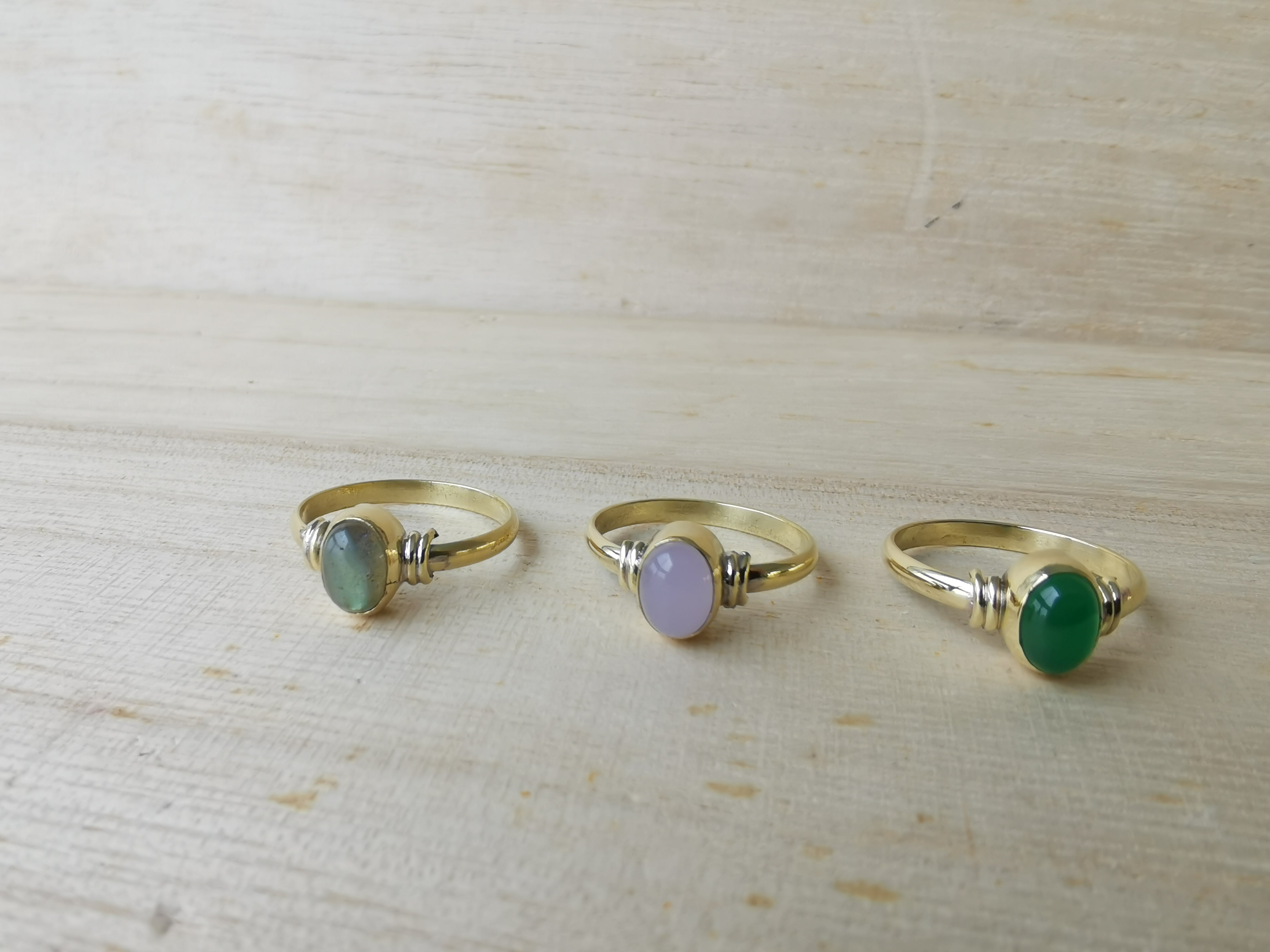 Premium Brass Rings Delicada Rose Quartz