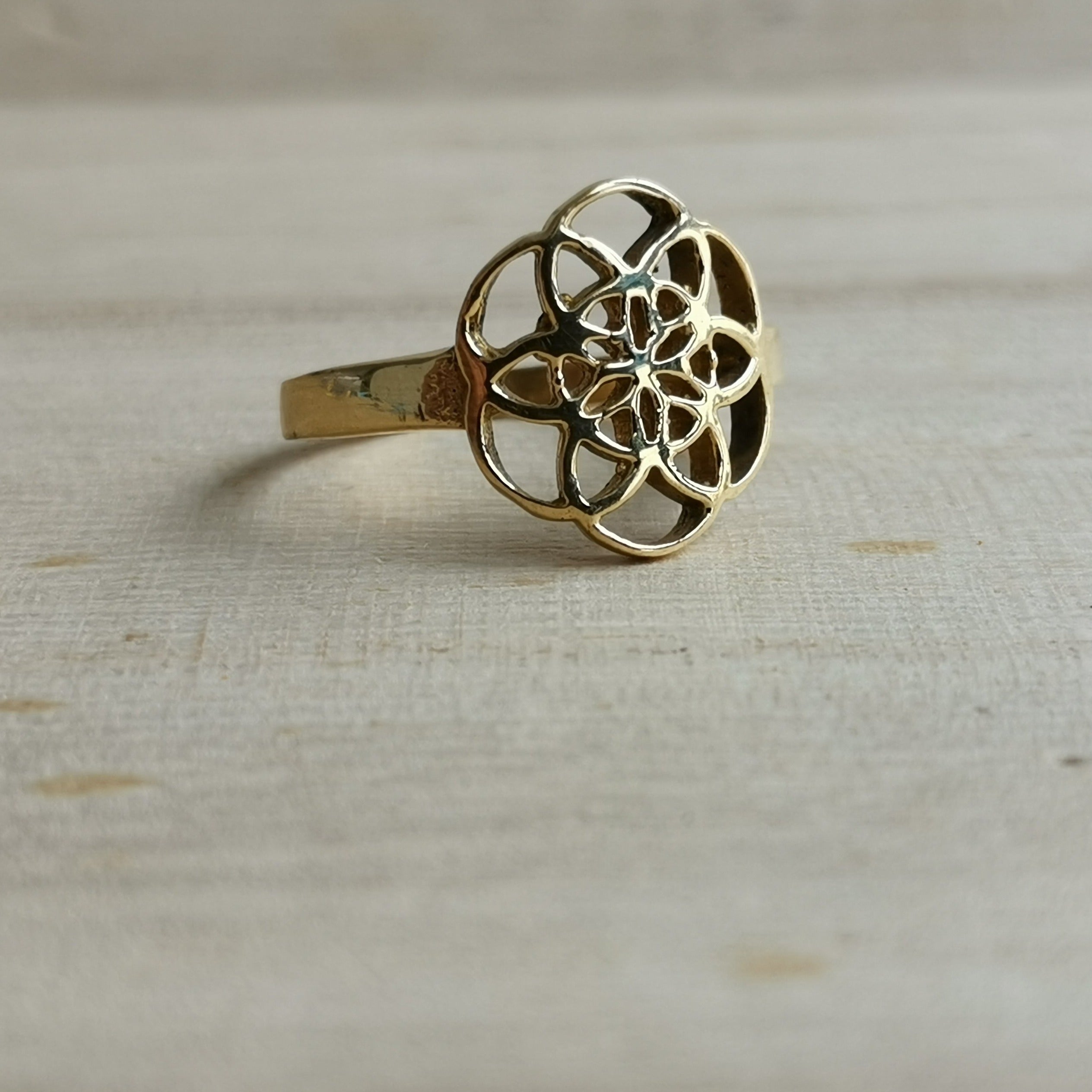 Premium Brass Ring Seed of Life (small)