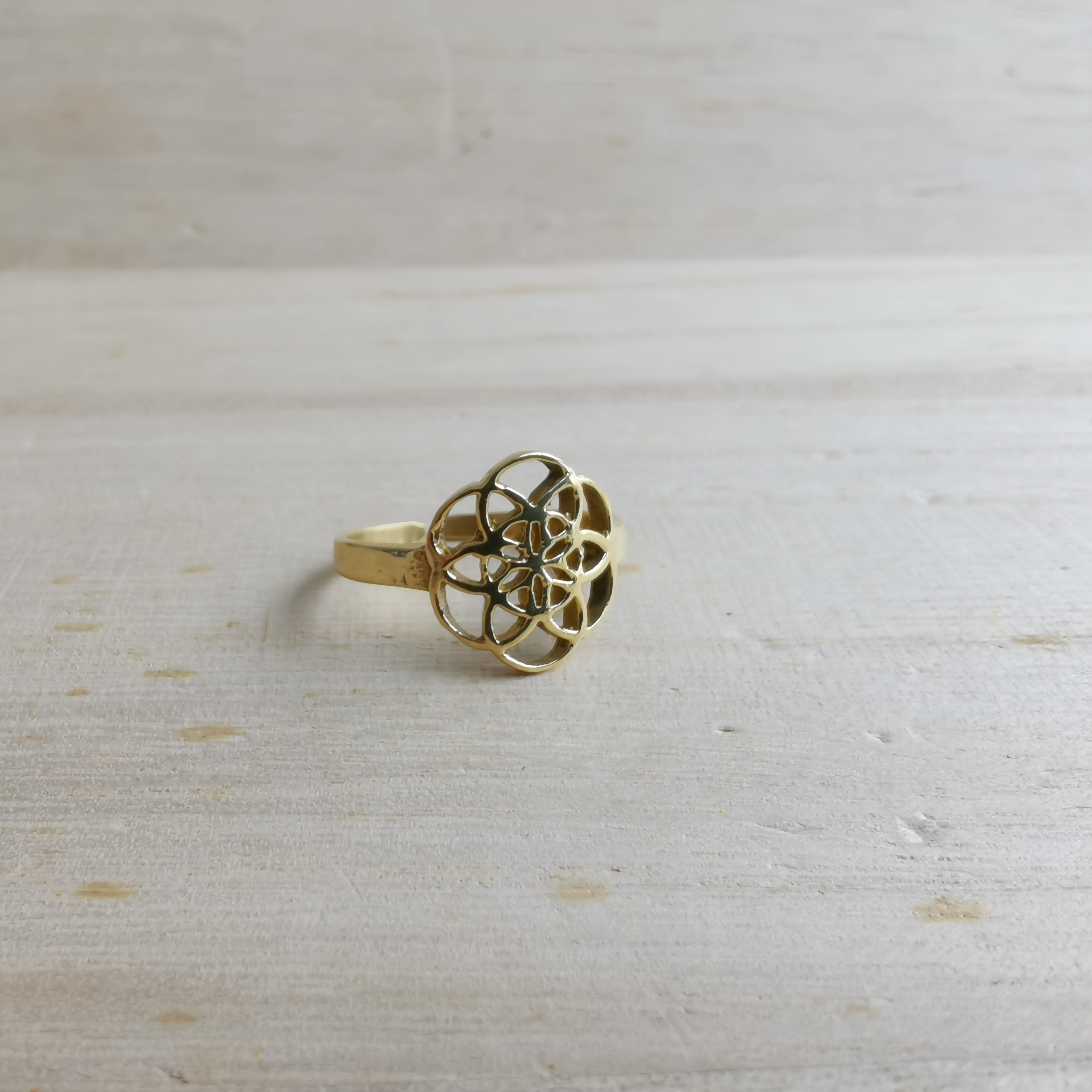 Premium Brass Ring Seed of Life (small)