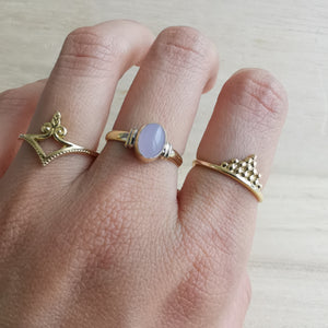 Premium Brass Rings Delicada Rose Quartz