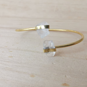 Premium Brass Bracelet Raw Crystal Quartz