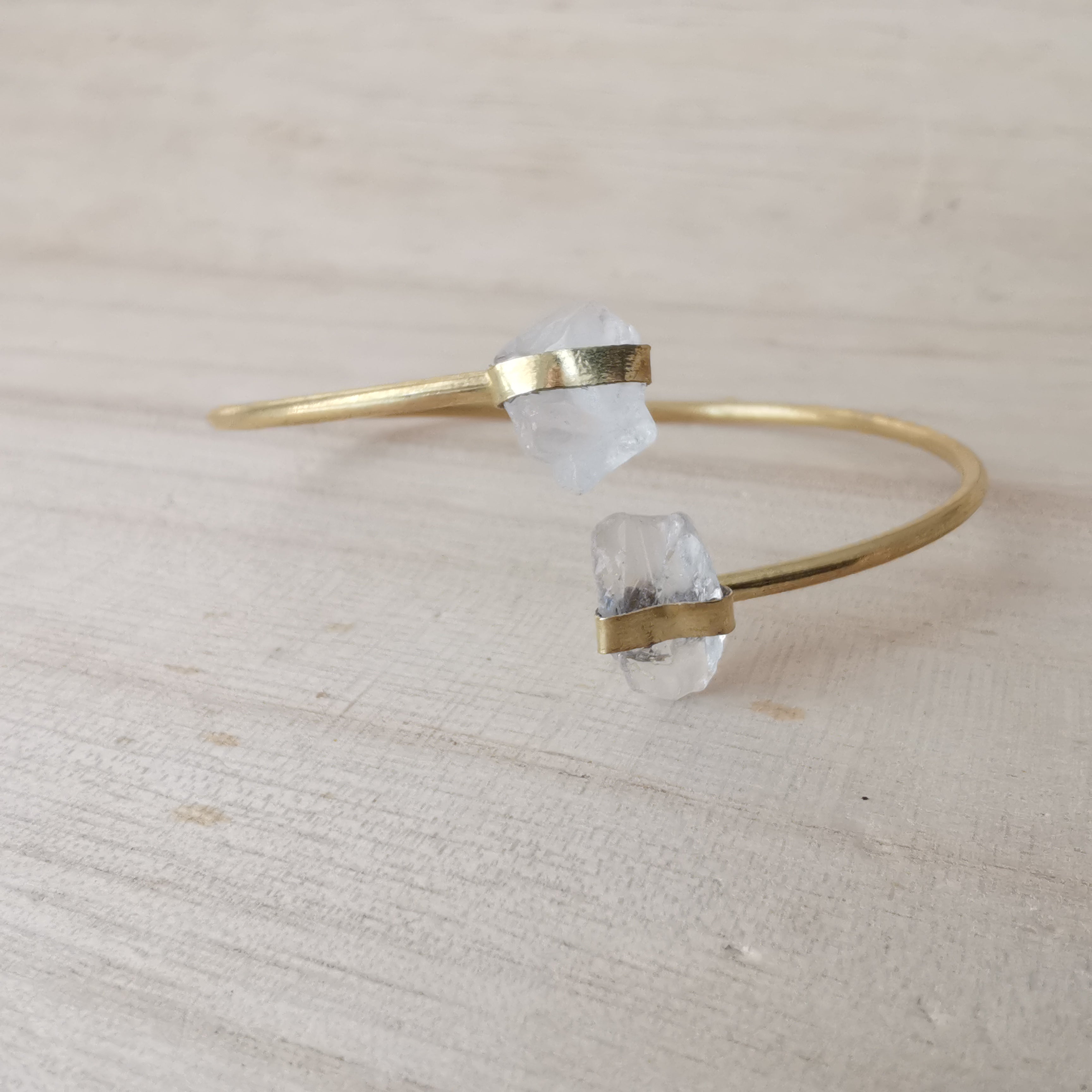 Premium Brass Bracelet Raw Crystal Quartz