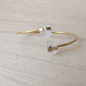 Premium Brass Bracelet Raw Crystal Quartz