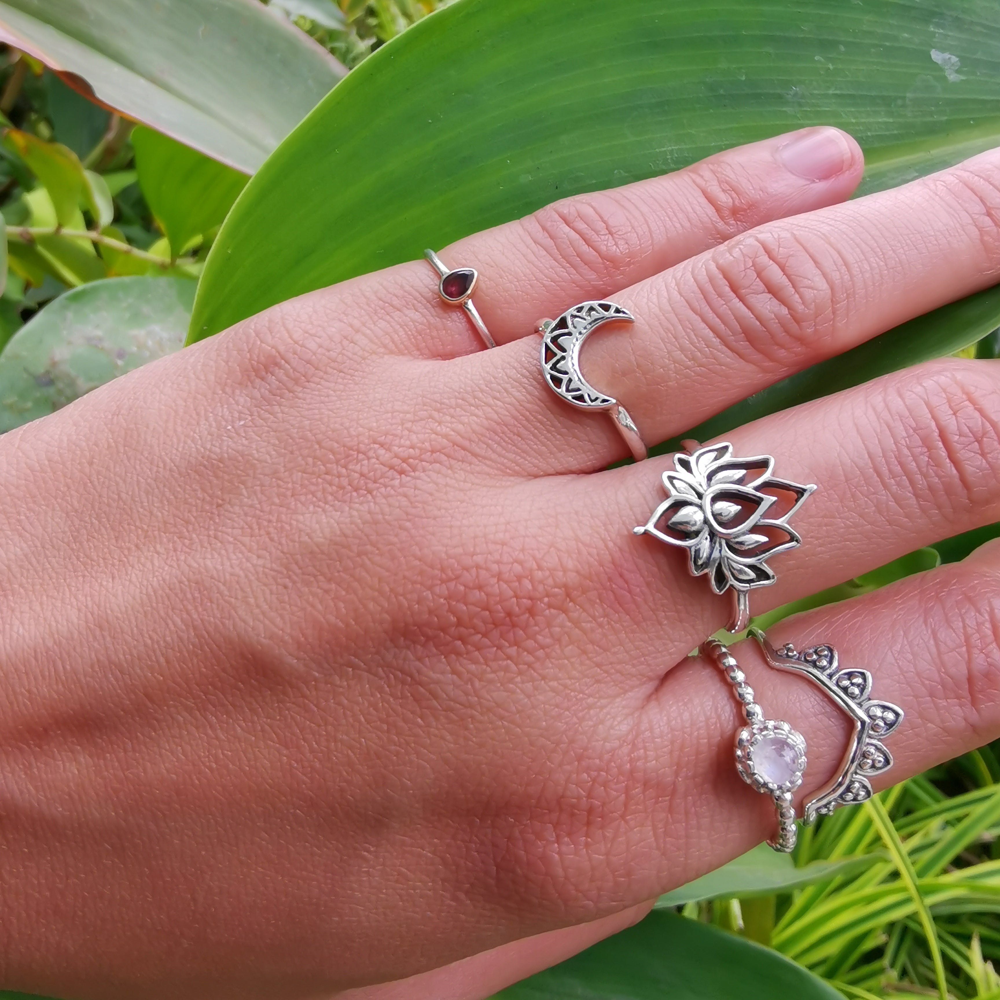 Sterling Silver 925 Stacking Rings Lotus