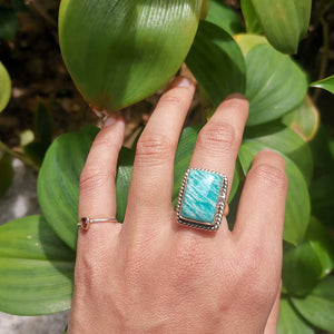 Premium Brass Statement Ring Amazonite