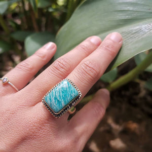 Premium Brass Statement Ring Amazonite