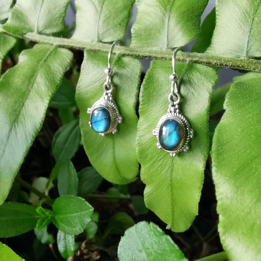 Sterling Silver 925 Earrings Labradorite Brillar
