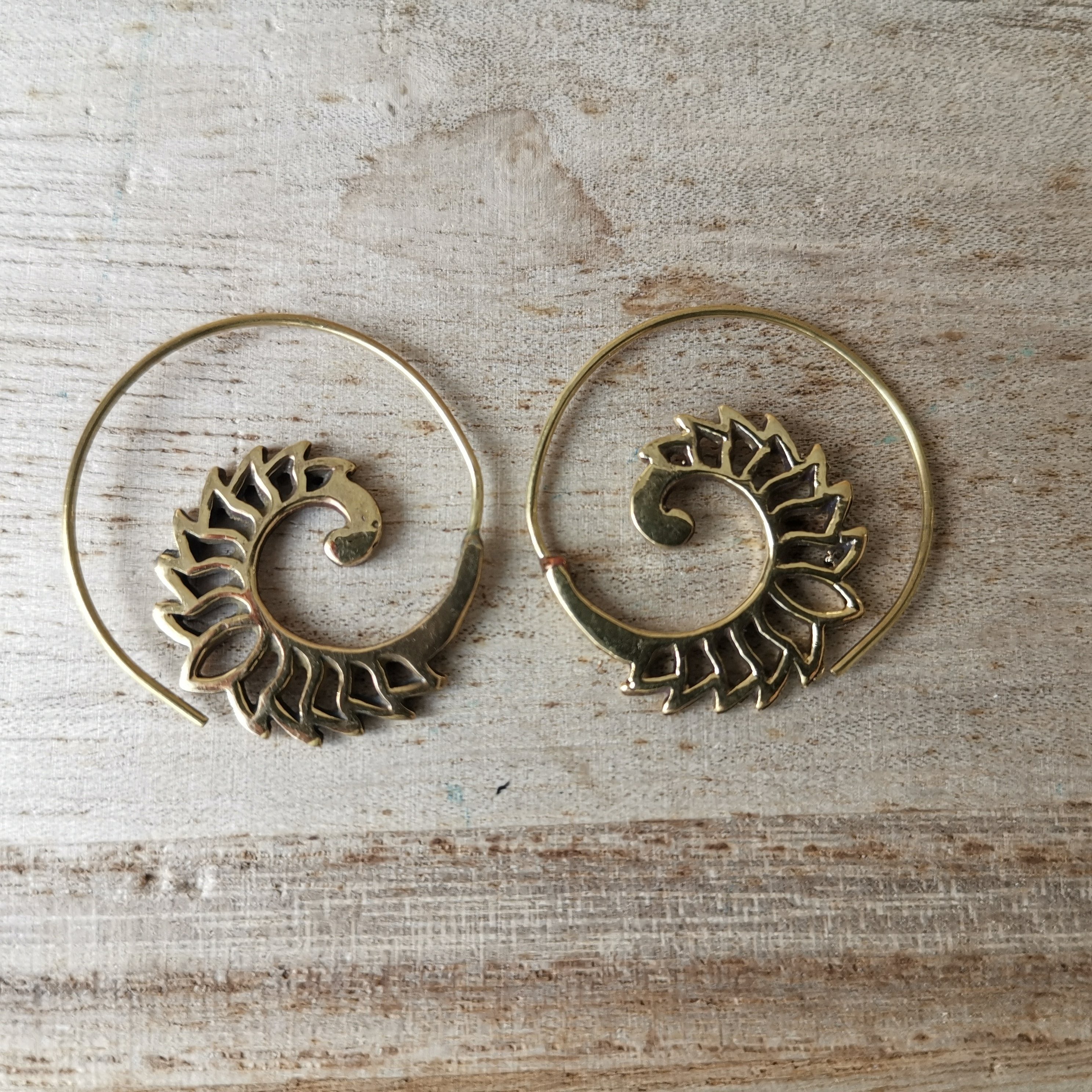 Premium Brass Spiral Earrings Ignis (Small)