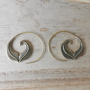 Premium Brass Spiral Earrings Folium (Small)