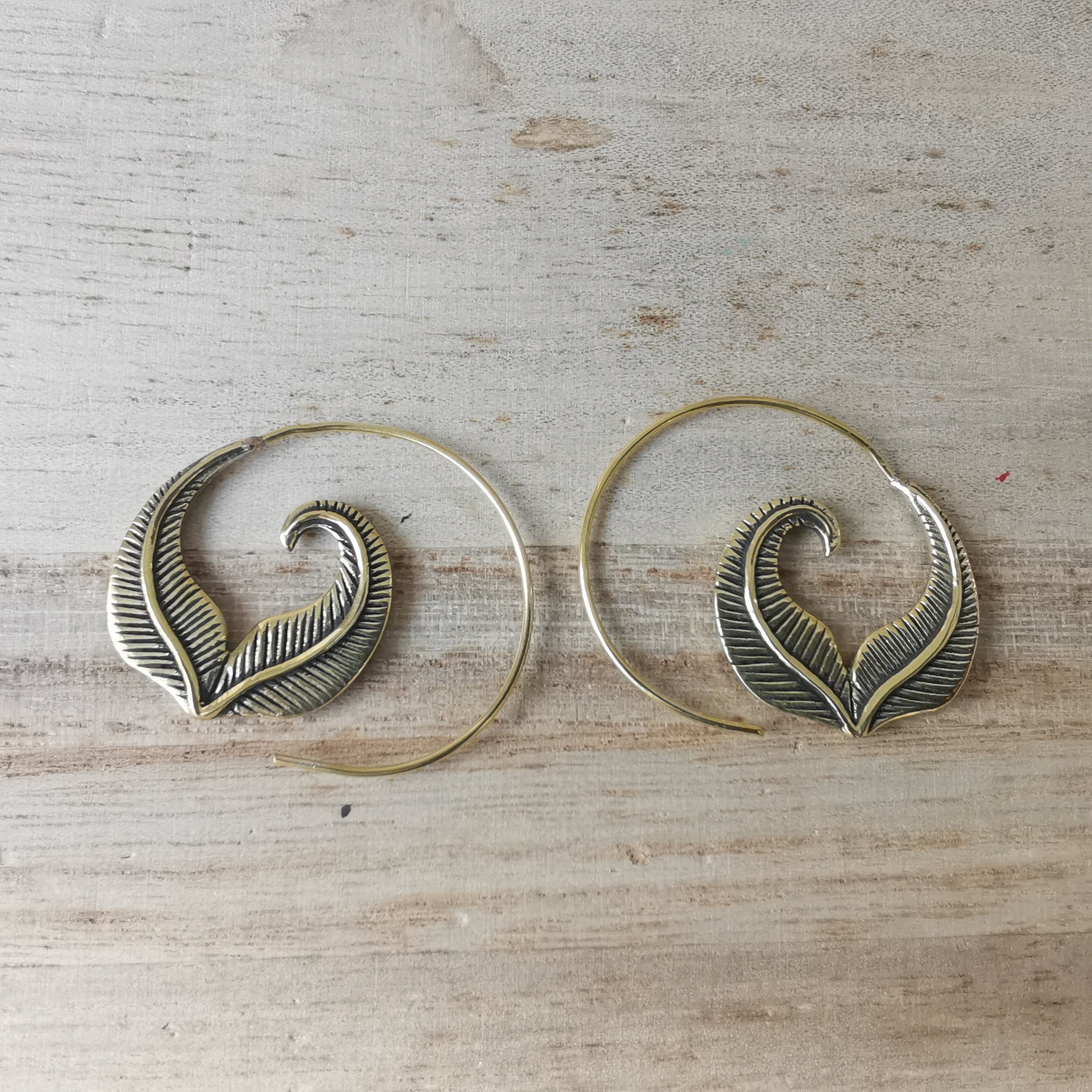 Premium Brass Spiral Earrings Folium (Small)