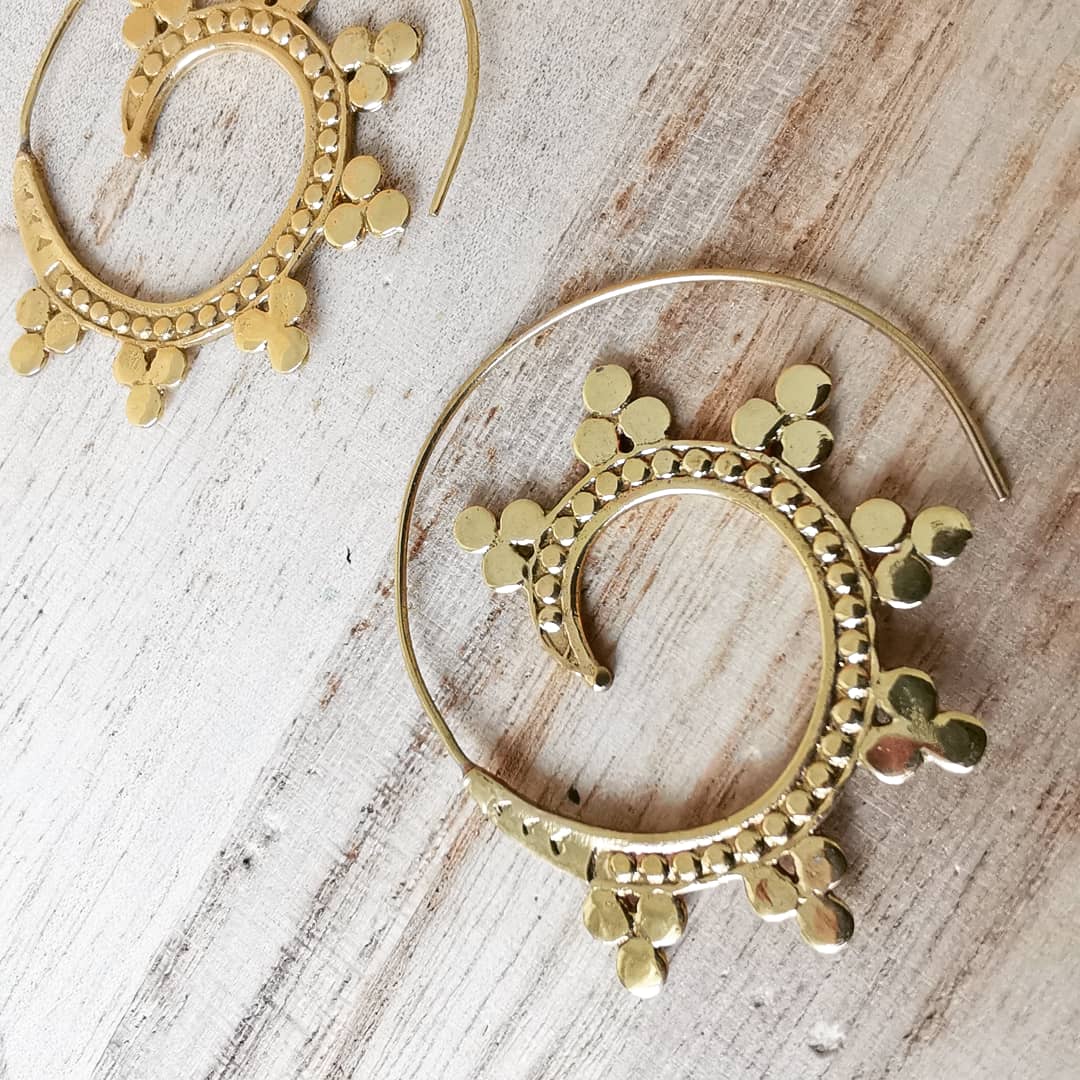 Premium Brass Spiral Earrings Trikora